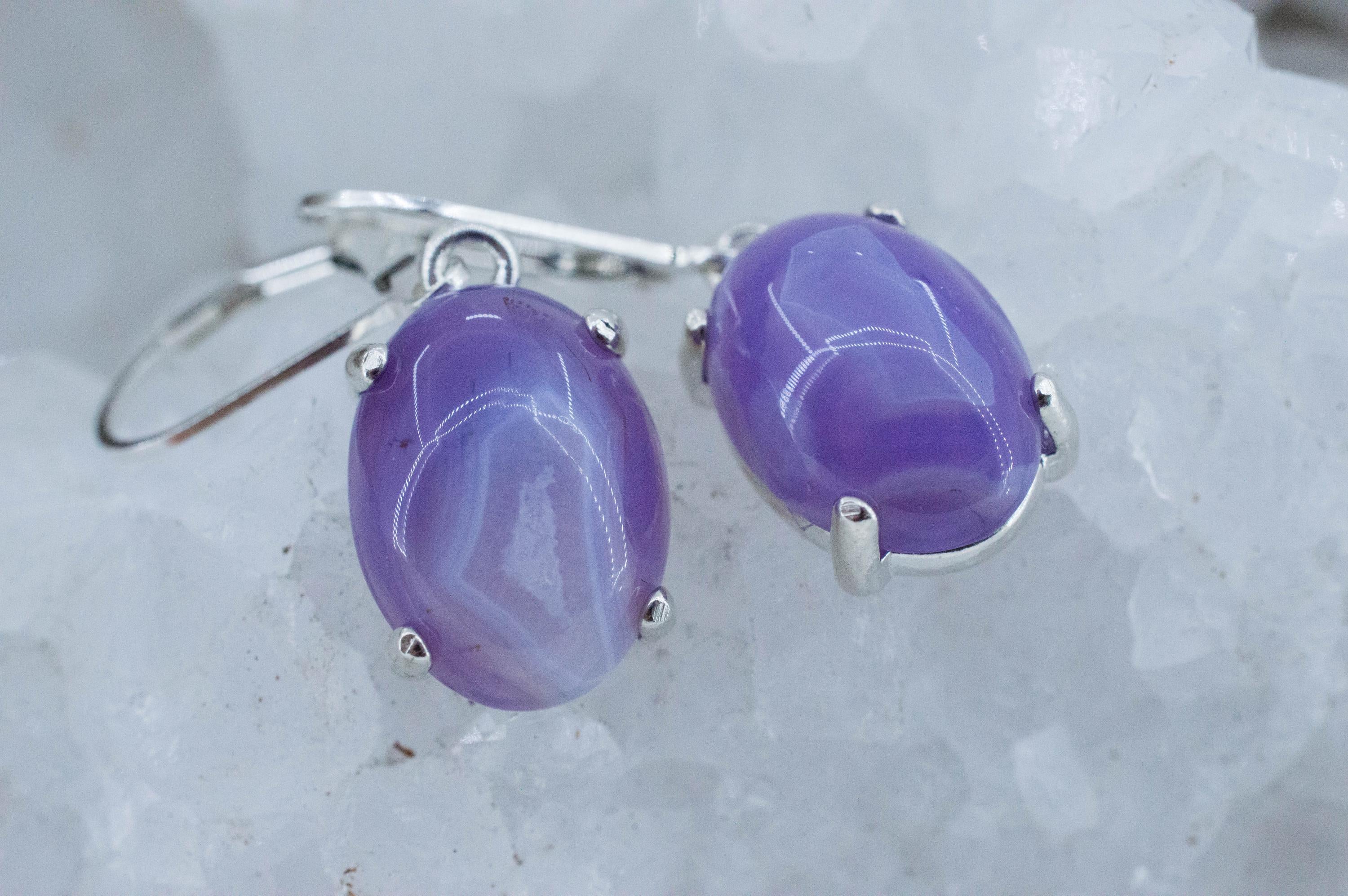 Purple Chalcedony Earrings; Natural Untreated Ethiopia Agate; 11.720cts - Mark Oliver Gems