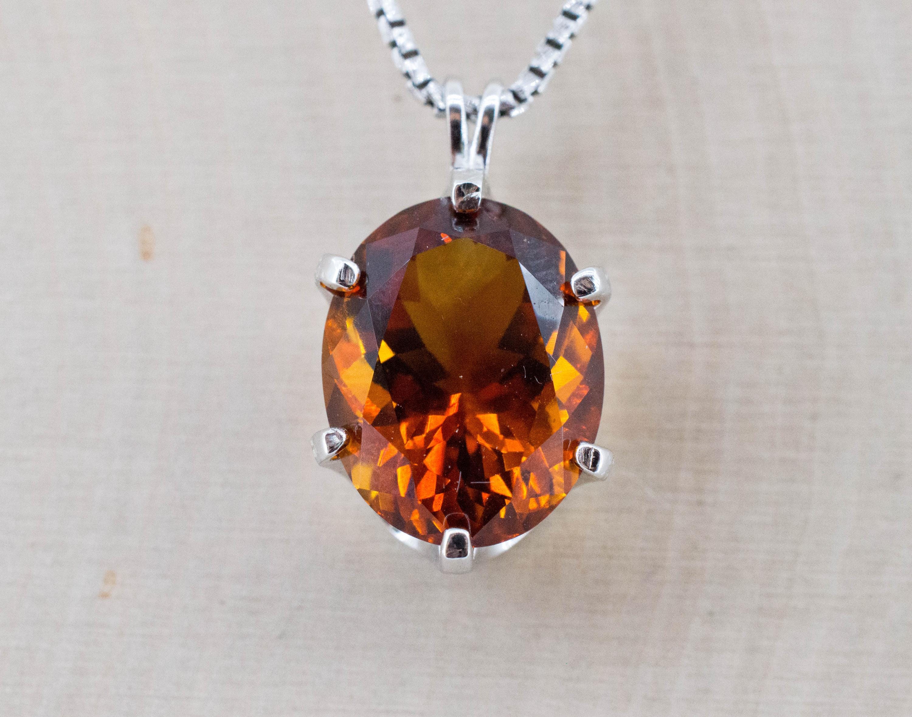 Madeira Citrine Pendant; Natural Untreated Brazil Citrine; 8.440cts - Mark Oliver Gems
