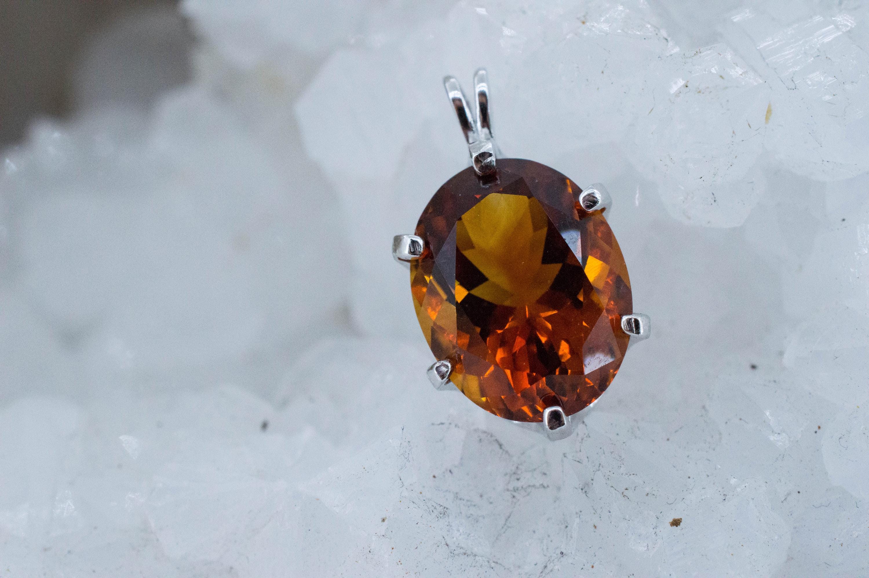Madeira Citrine Pendant; Natural Untreated Brazil Citrine; 8.440cts - Mark Oliver Gems