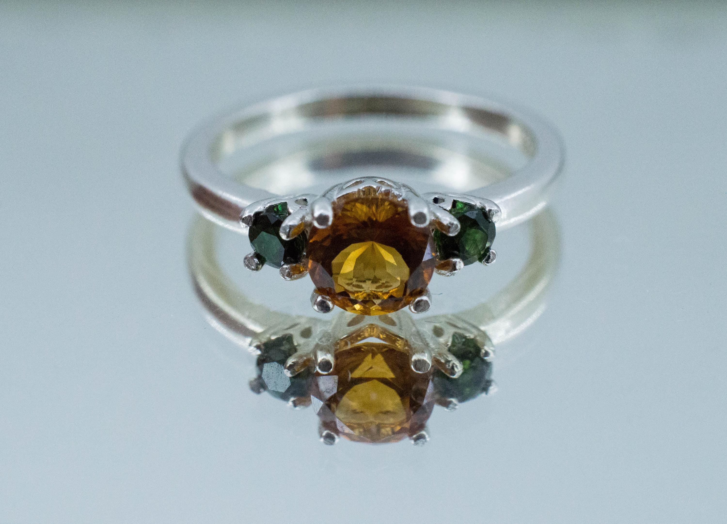 Citrine and Chrome Tourmaline Ring; Genuine Untreated Uruguay Citrine and Tanzania Tourmaline - Mark Oliver Gems