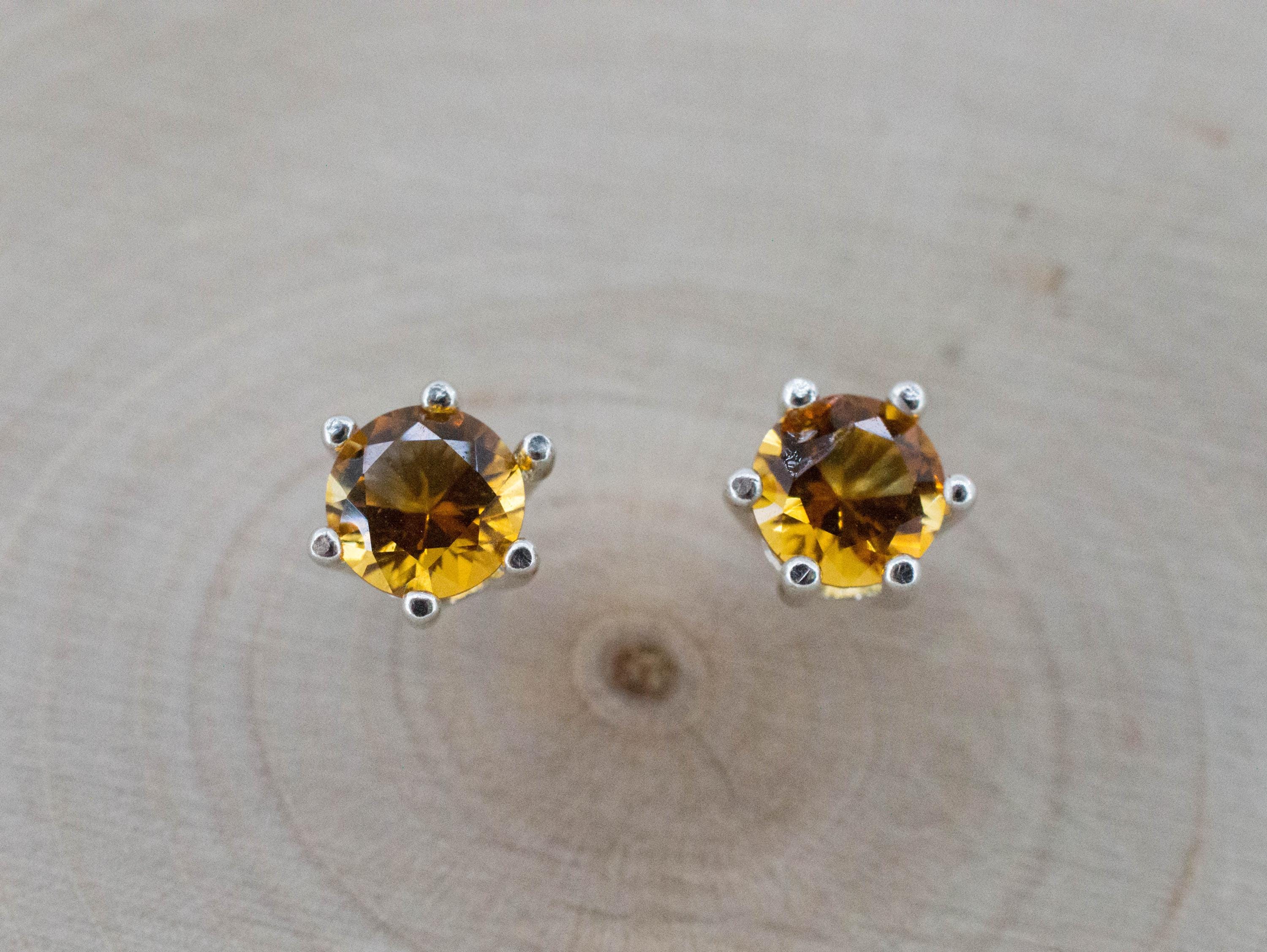 Citrine Earrings; Natural Untreated Uruguay Citrine; 0.795cts - Mark Oliver Gems