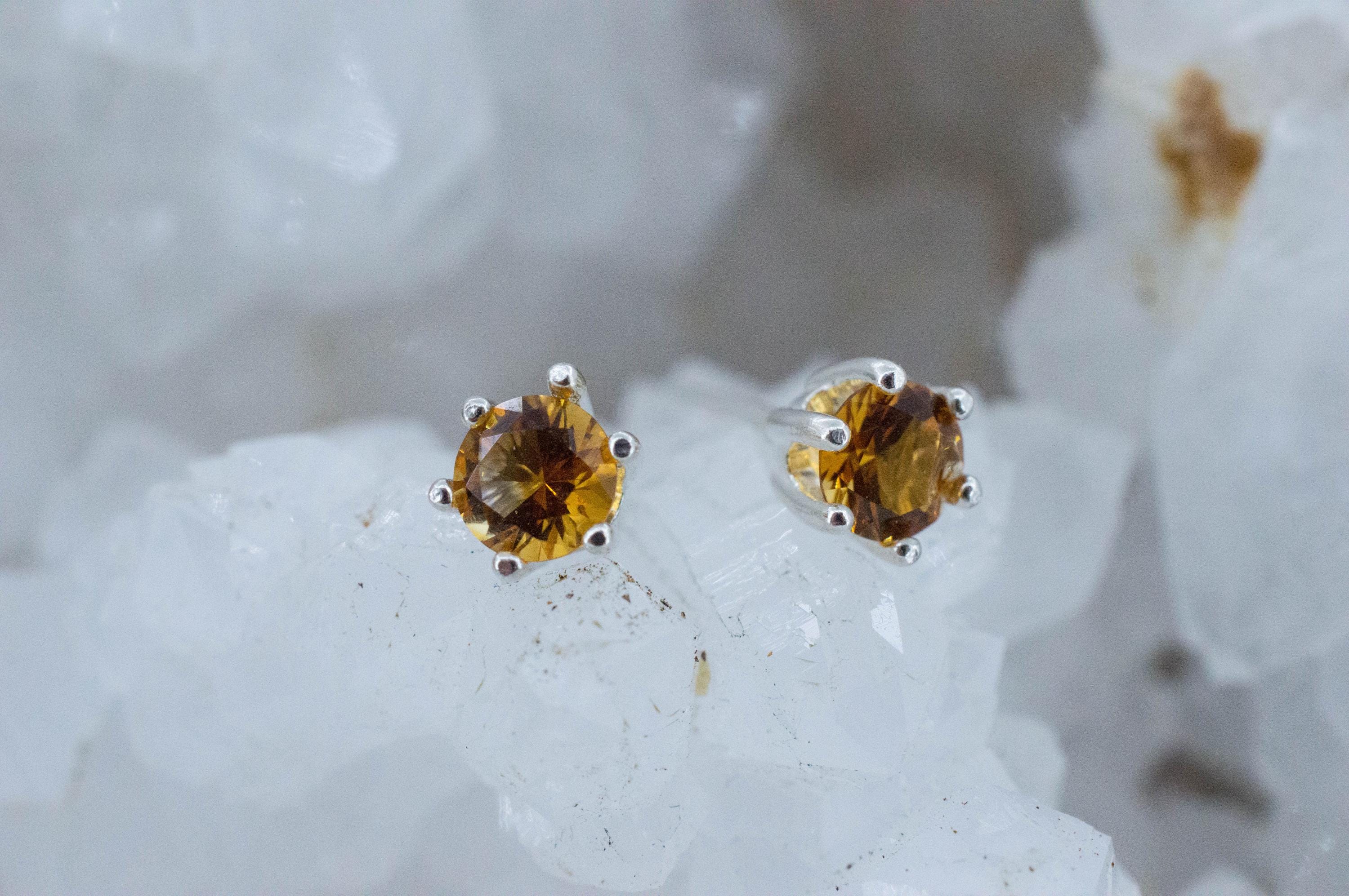 Citrine Earrings; Natural Untreated Uruguay Citrine; 0.795cts - Mark Oliver Gems