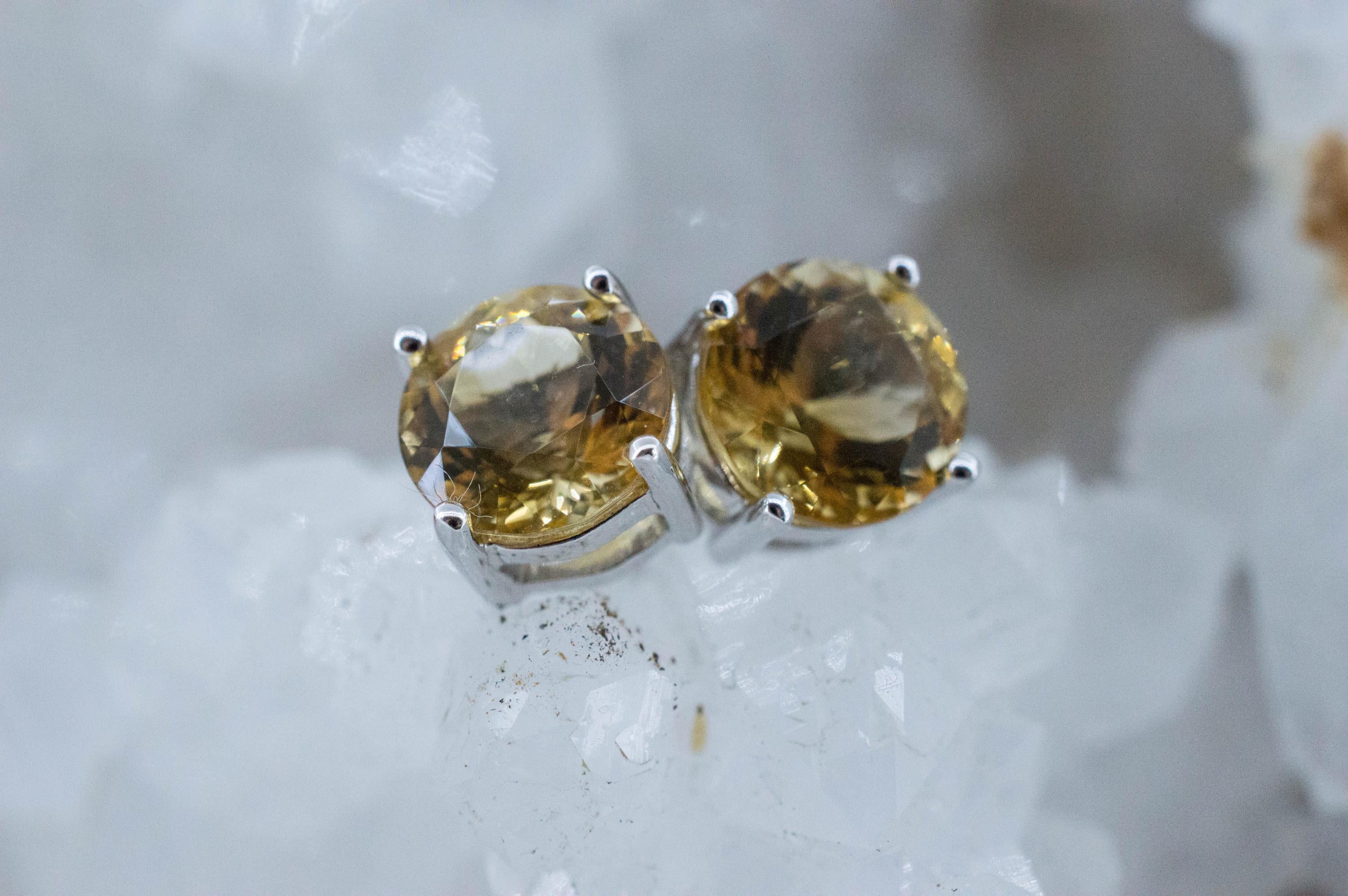 Citrine Earrings; Natural Untreated Congo Citrine; 3.540cts - Mark Oliver Gems