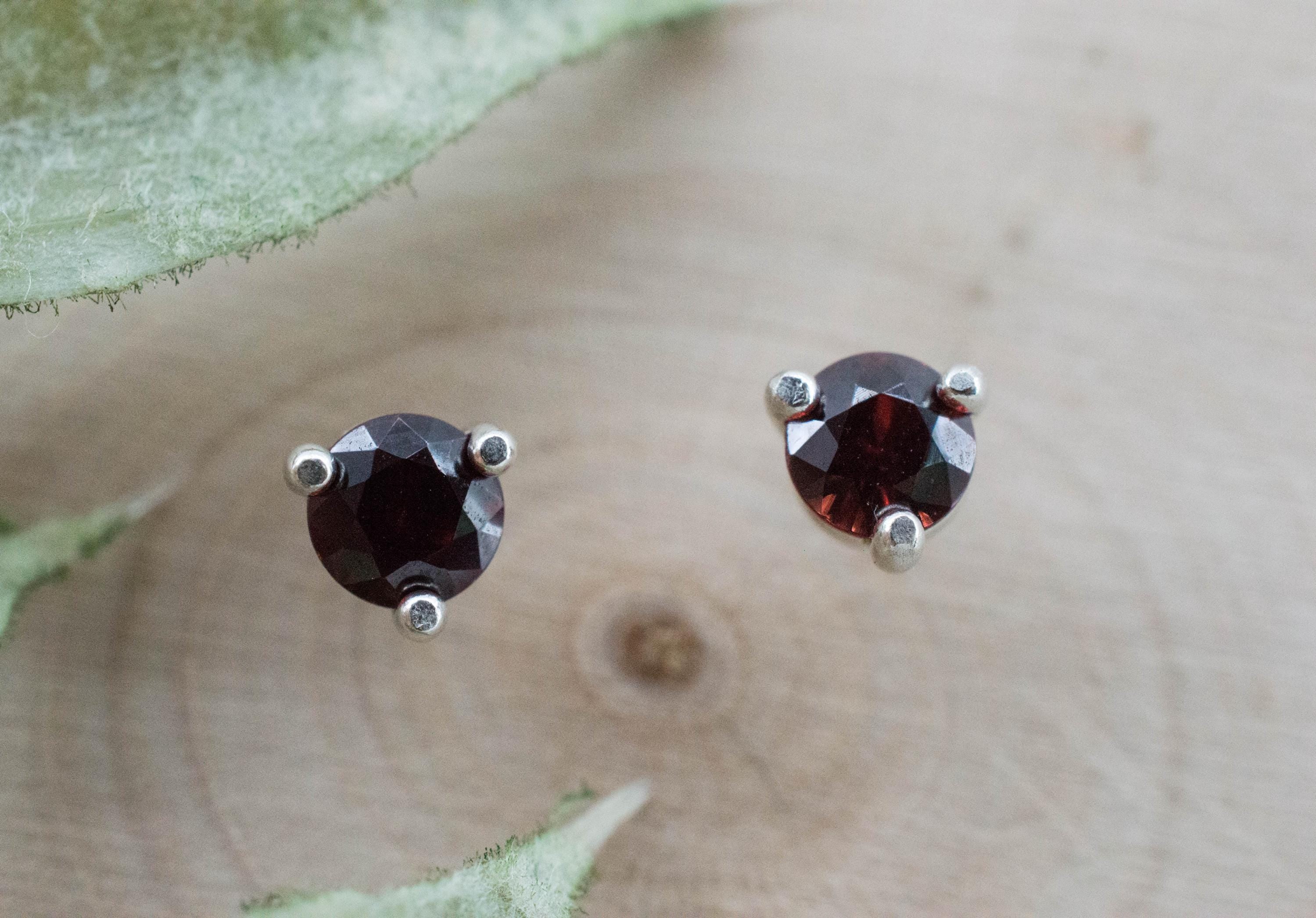 Pyrope Garnet Earrings; Natural Untreated Madagascar Garnet; 0.565cts - Mark Oliver Gems