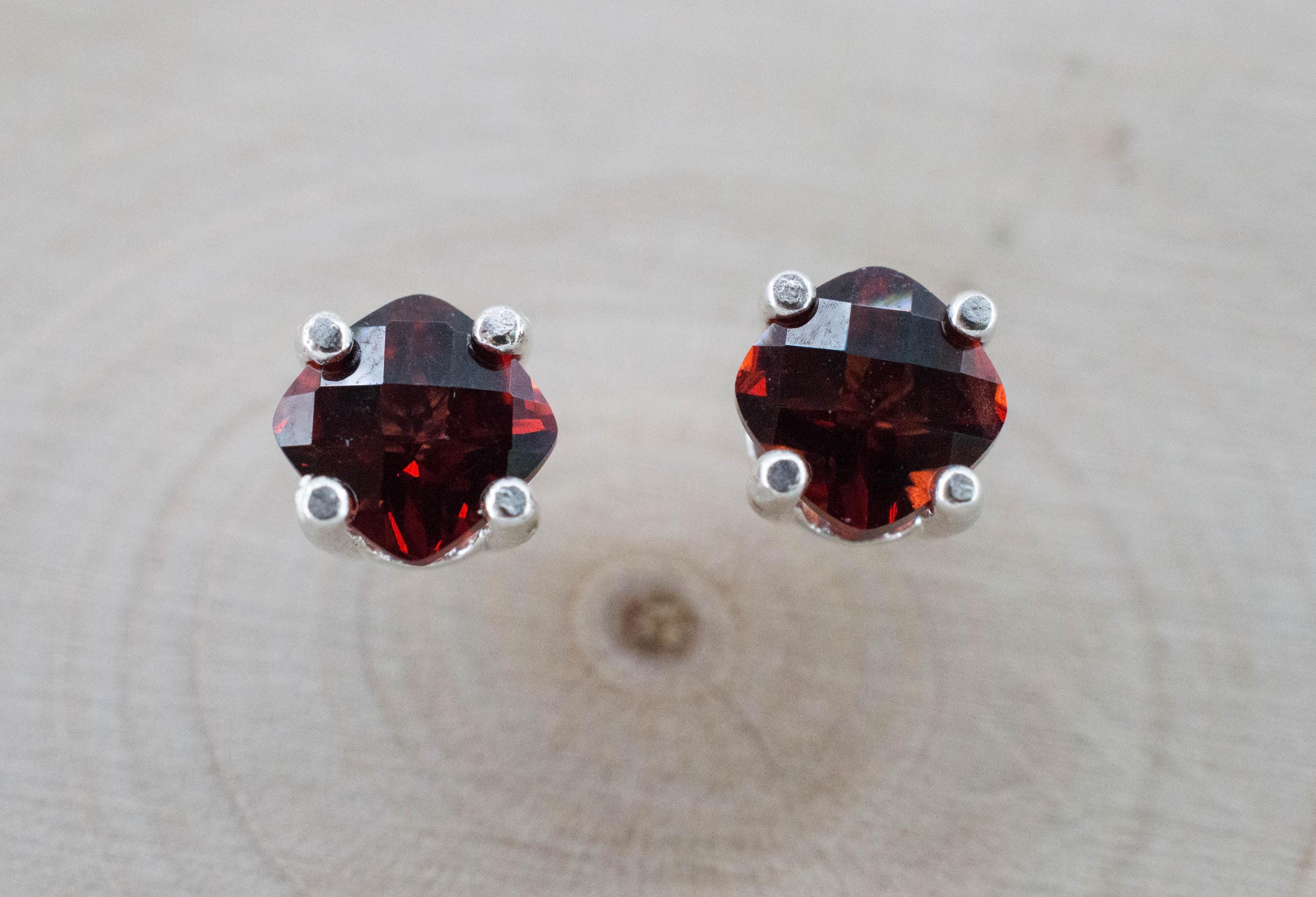 Pyrope Garnet Earrings; Natural Untreated Madagascar Garnet; 1.565cts - Mark Oliver Gems