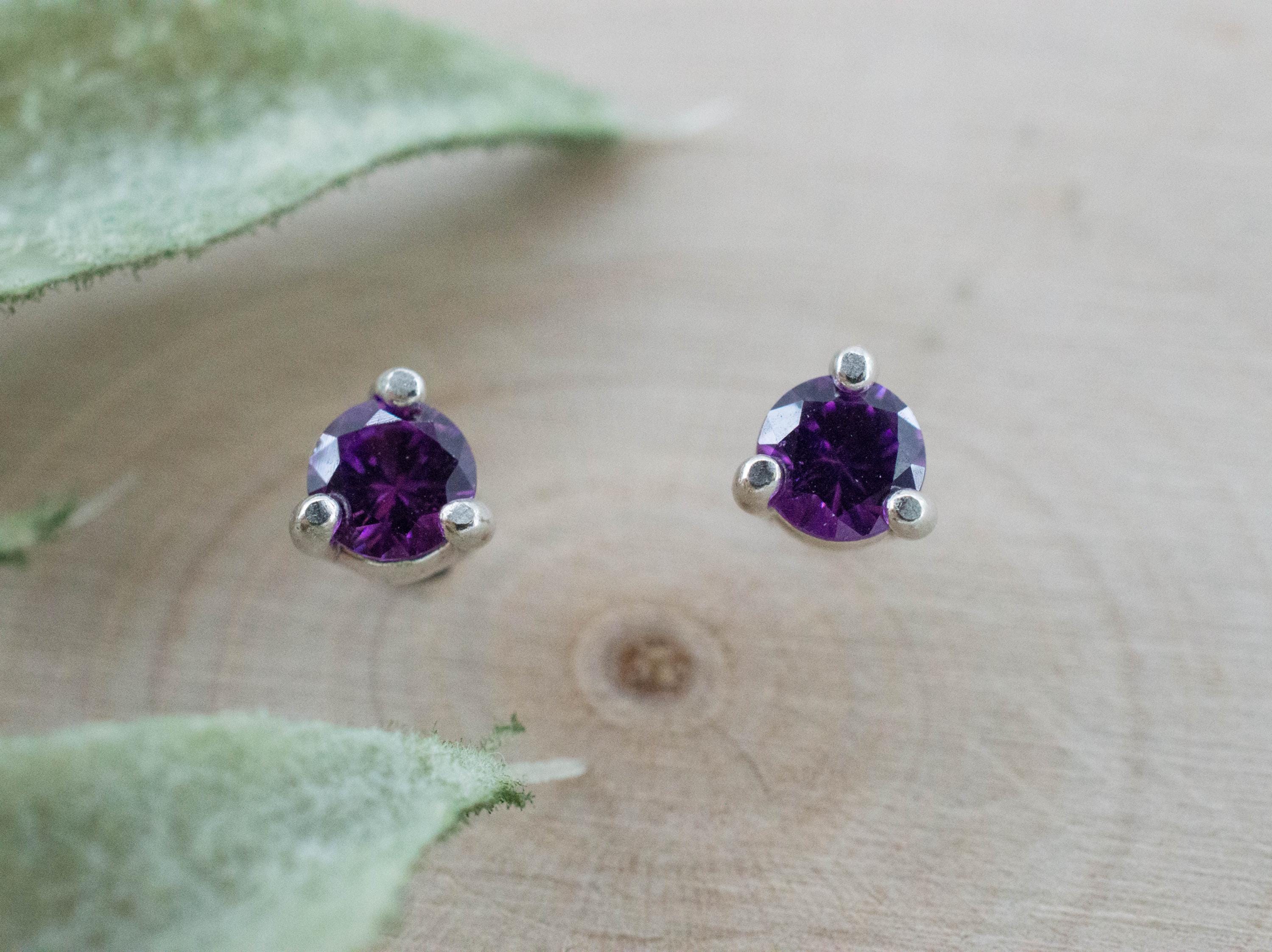 Purple Garnet Earrings, Natural Untreated Rare Mozambique Garnet; 0.505cts - Mark Oliver Gems