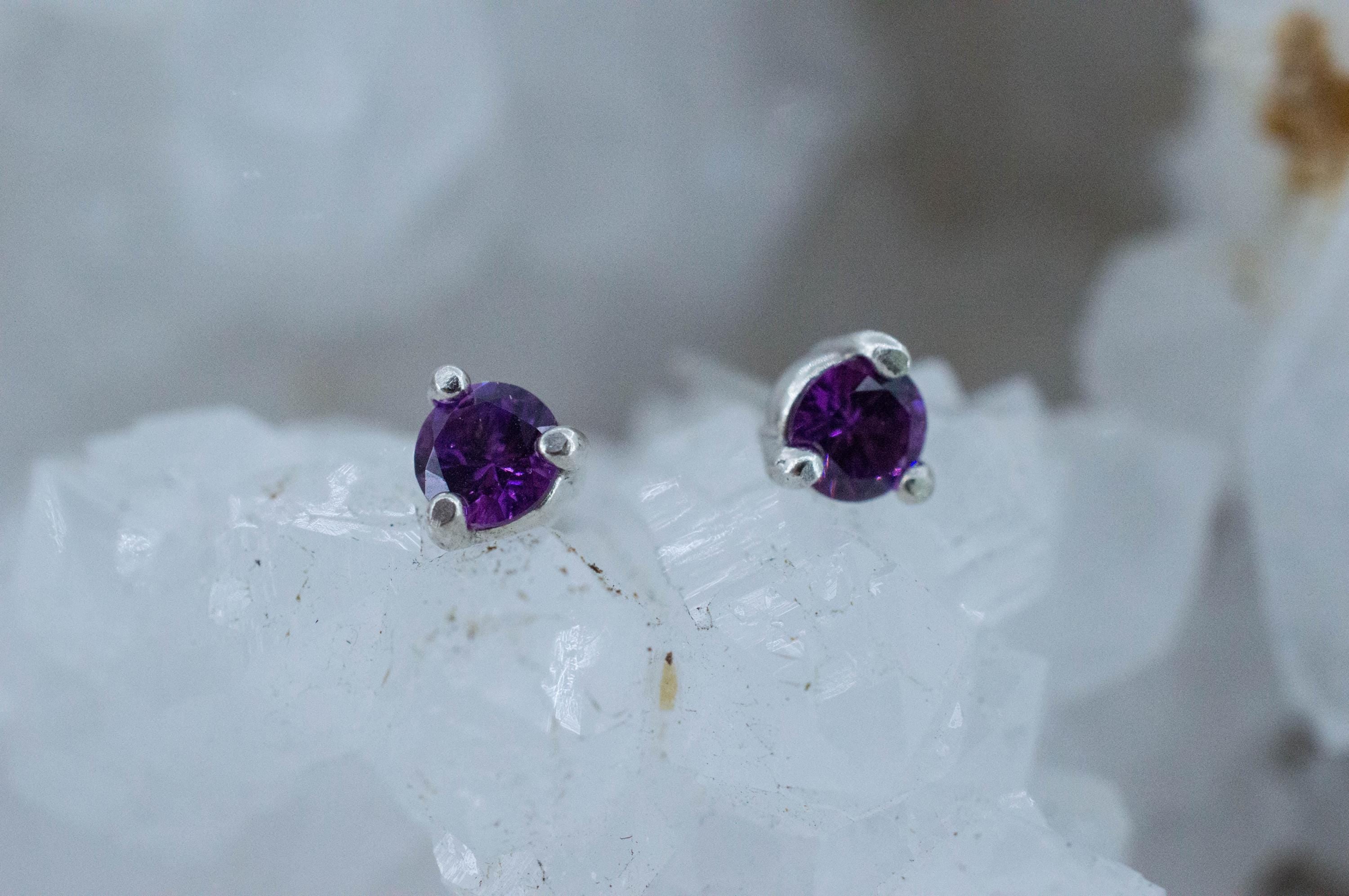 Purple Garnet Earrings, Natural Untreated Rare Mozambique Garnet; 0.505cts - Mark Oliver Gems