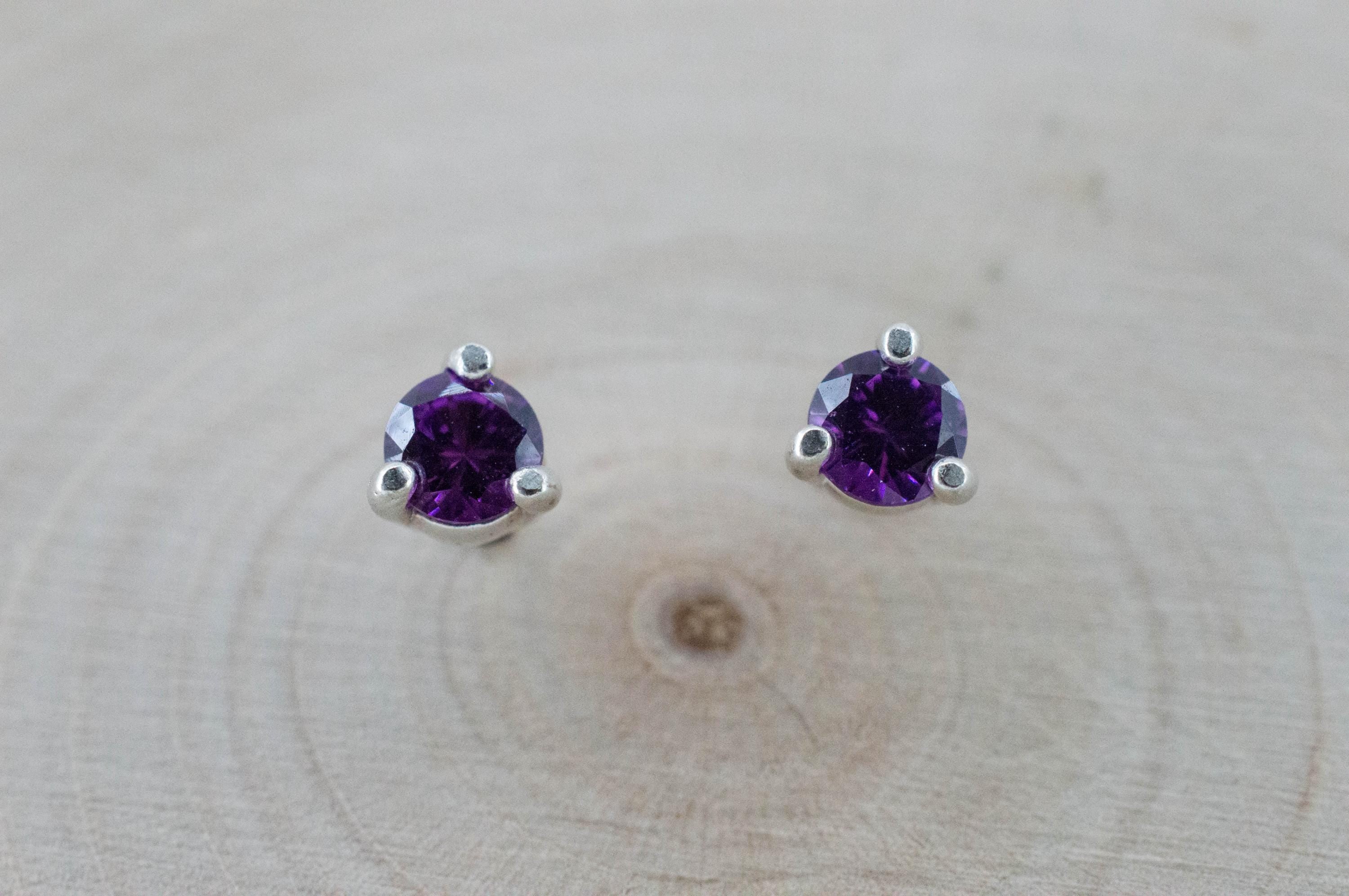 Purple Garnet Earrings, Natural Untreated Rare Mozambique Garnet; 0.505cts - Mark Oliver Gems