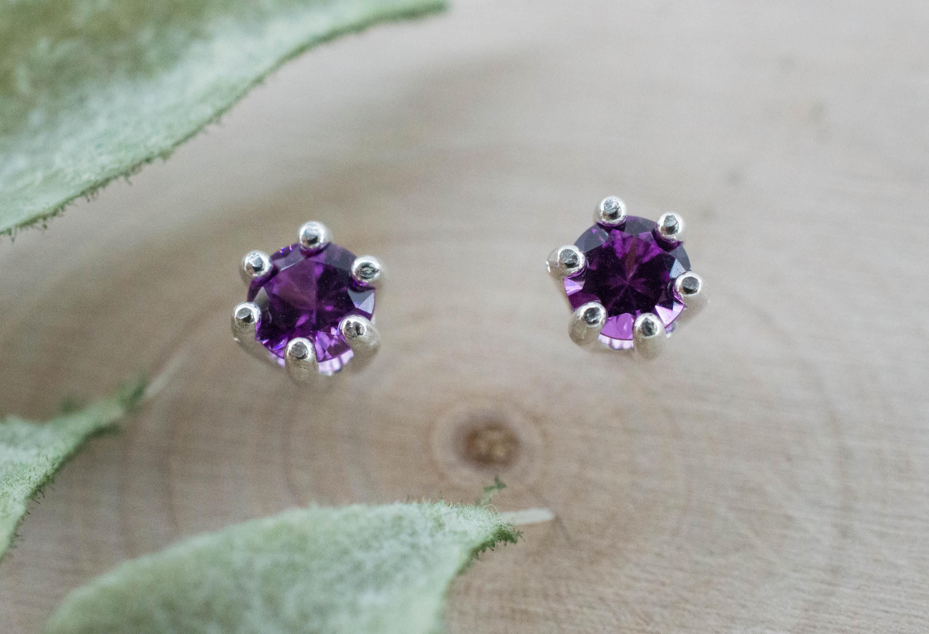 Purple Garnet Earrings, Natural Untreated Rare Mozambique Garnet; 0.535cts - Mark Oliver Gems