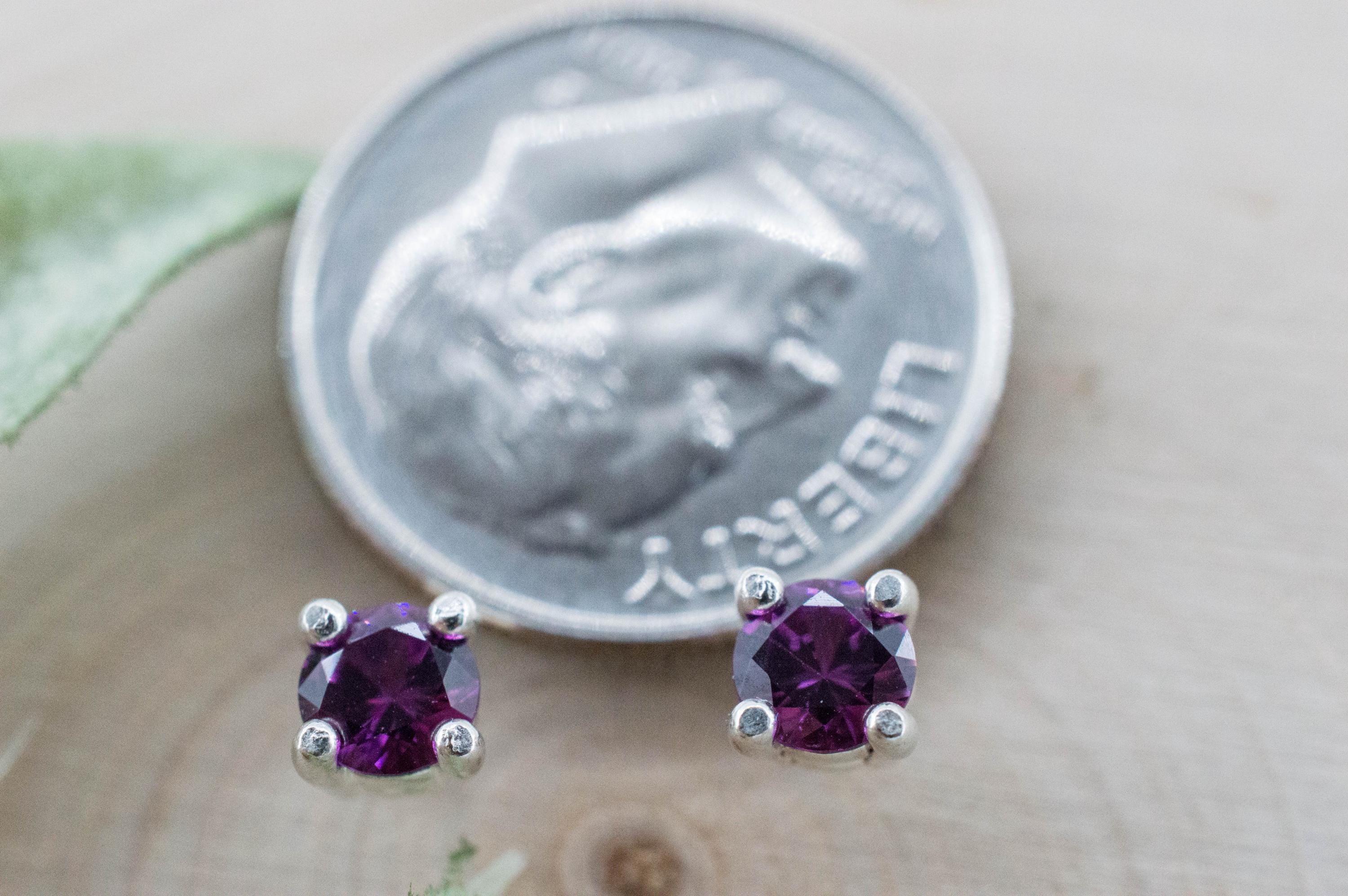 Purple Garnet Earrings, Natural Untreated Rare Mozambique Garnet; 0.540cts - Mark Oliver Gems