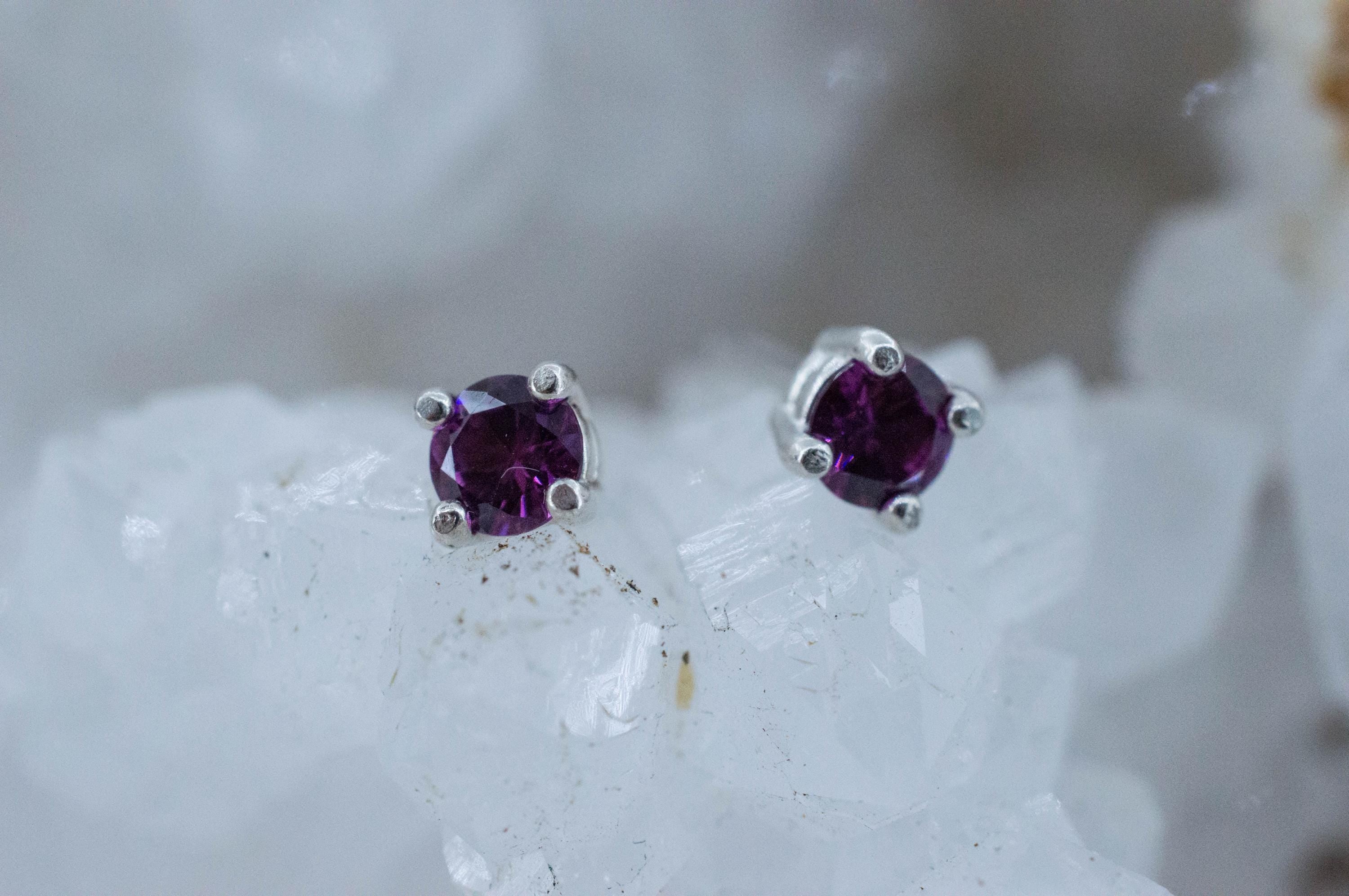 Purple Garnet Earrings, Natural Untreated Rare Mozambique Garnet; 0.540cts - Mark Oliver Gems