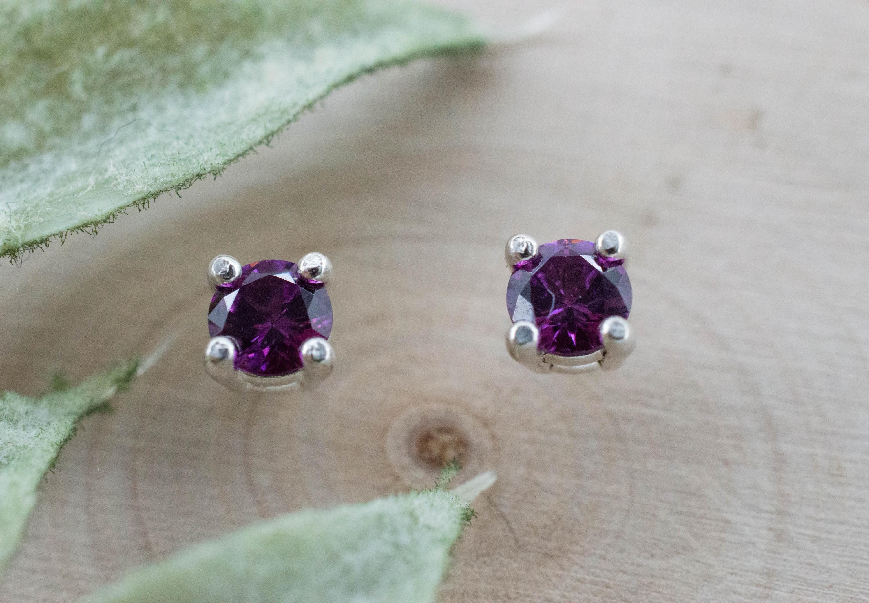Purple Garnet Earrings, Natural Untreated Rare Mozambique Garnet; 0.540cts - Mark Oliver Gems