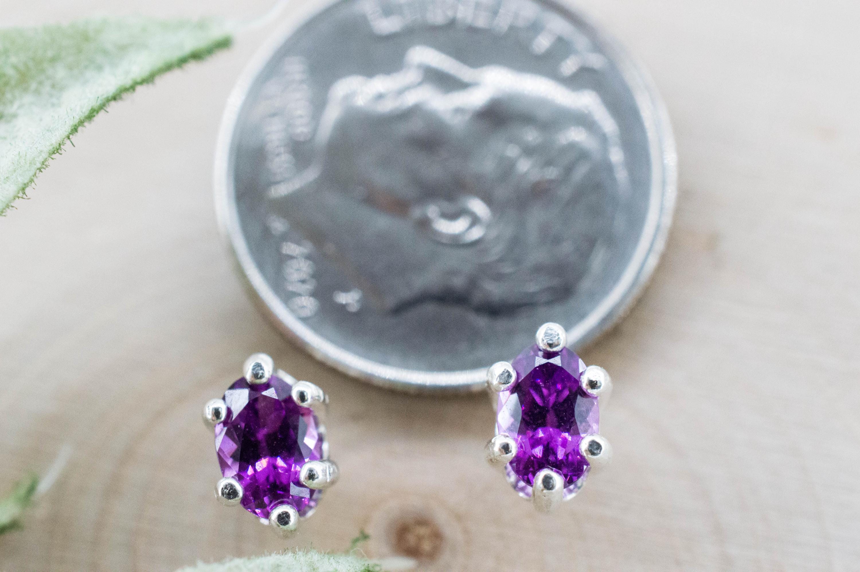 Purple Garnet Earrings, Natural Untreated Rare Mozambique Garnet; 0.740cts - Mark Oliver Gems