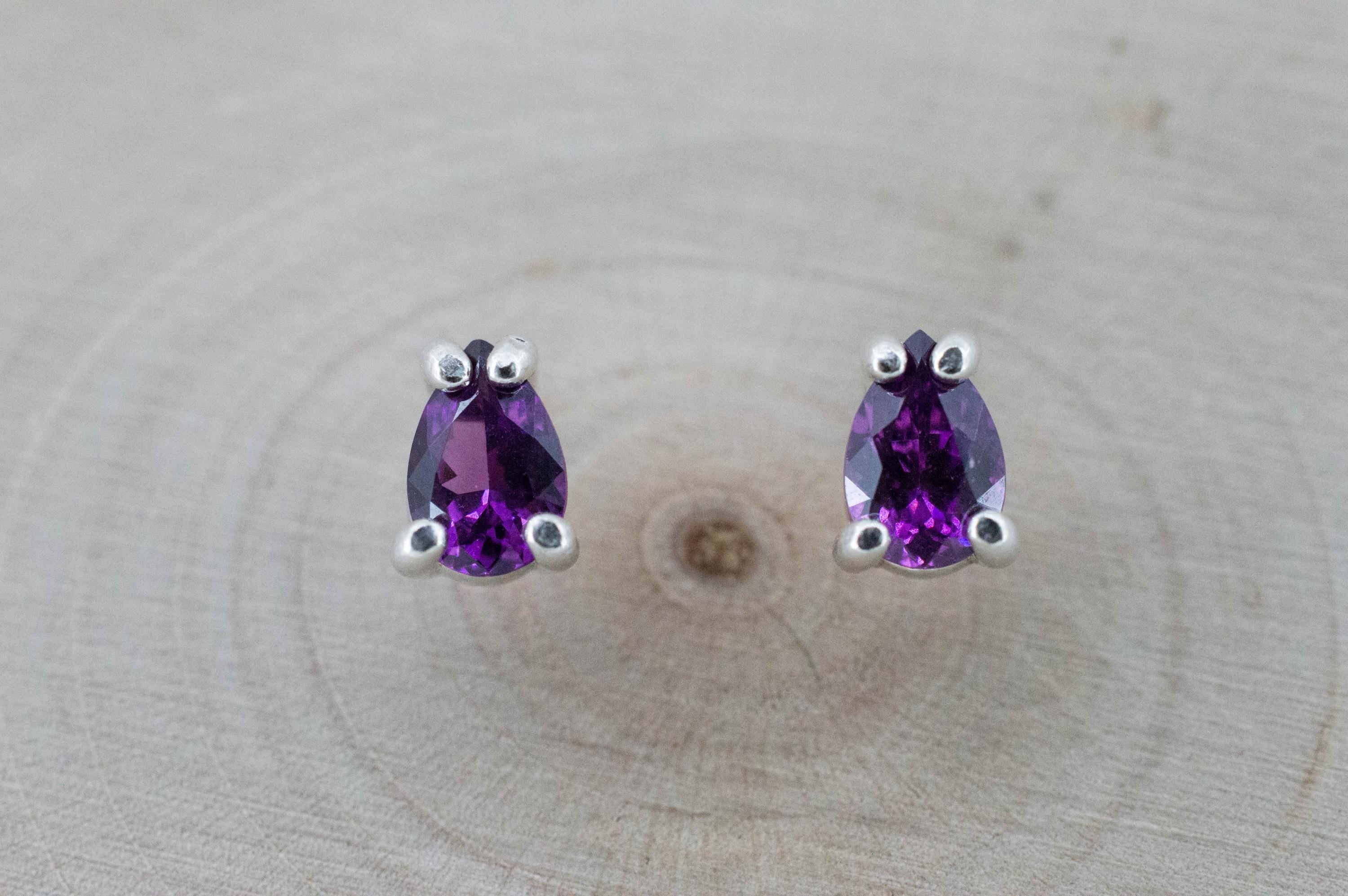 Purple Garnet Earrings, Natural Untreated Rare Mozambique Garnet; 0.785cts - Mark Oliver Gems
