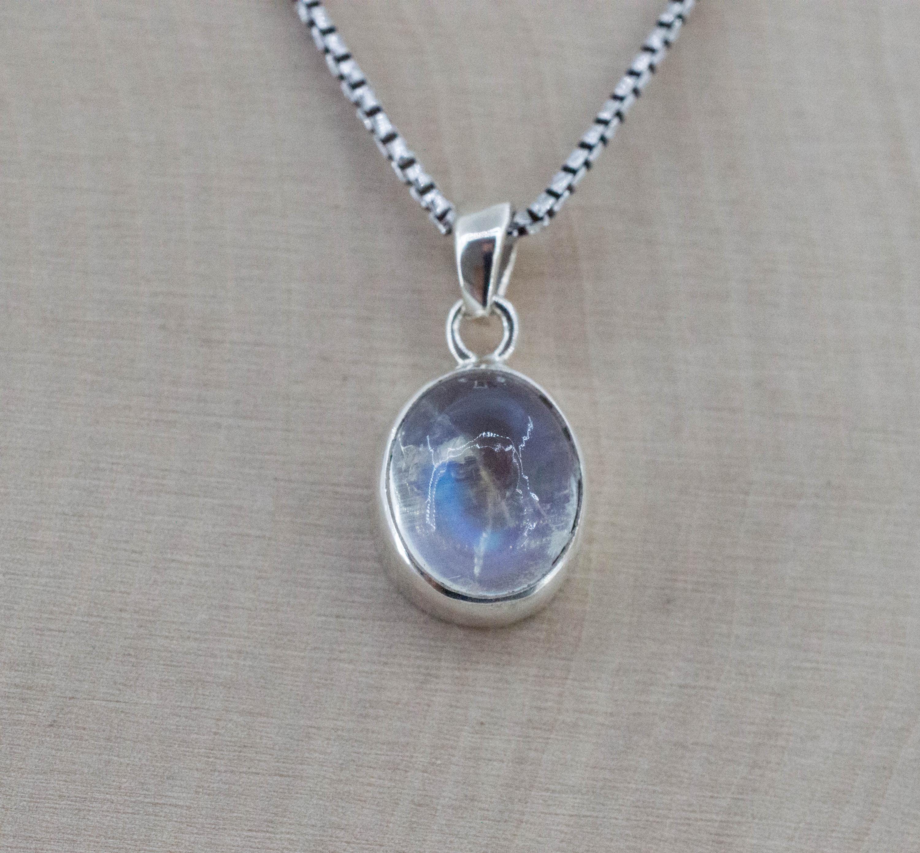 Rainbow Moonstone Pendant, Natural Untreated India Moonstone; 6.140cts - Mark Oliver Gems