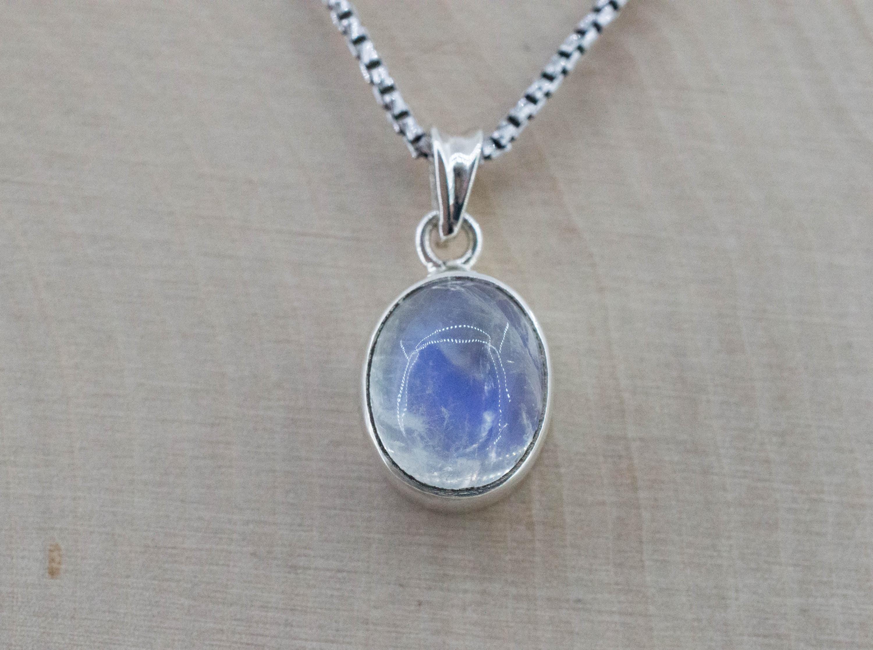 Rainbow Moonstone Pendant, Natural Untreated India Moonstone; 7.245cts - Mark Oliver Gems