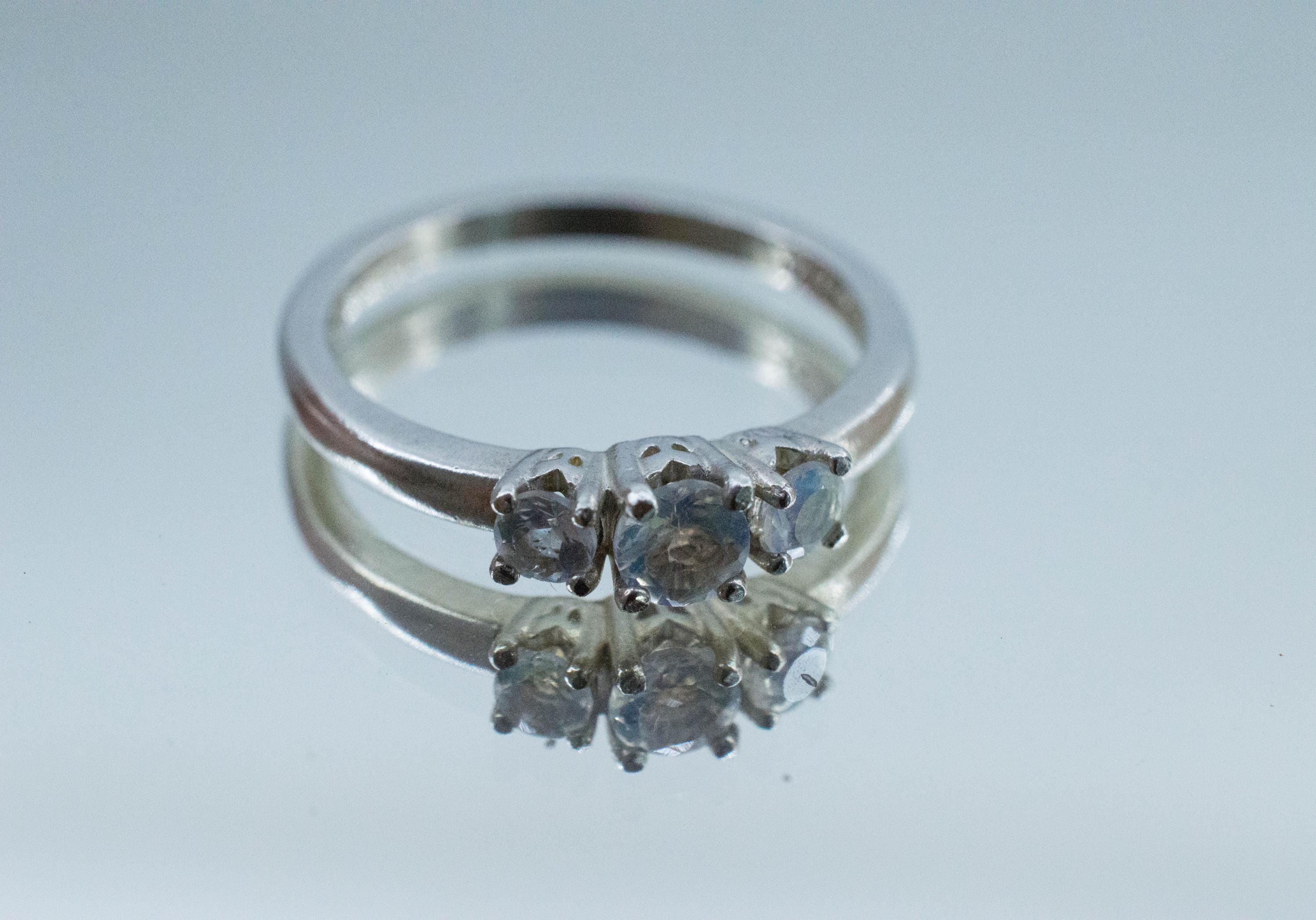 Rainbow Moonstone Ring, Natural Untreated India Moonstone; 0.395cts - Mark Oliver Gems