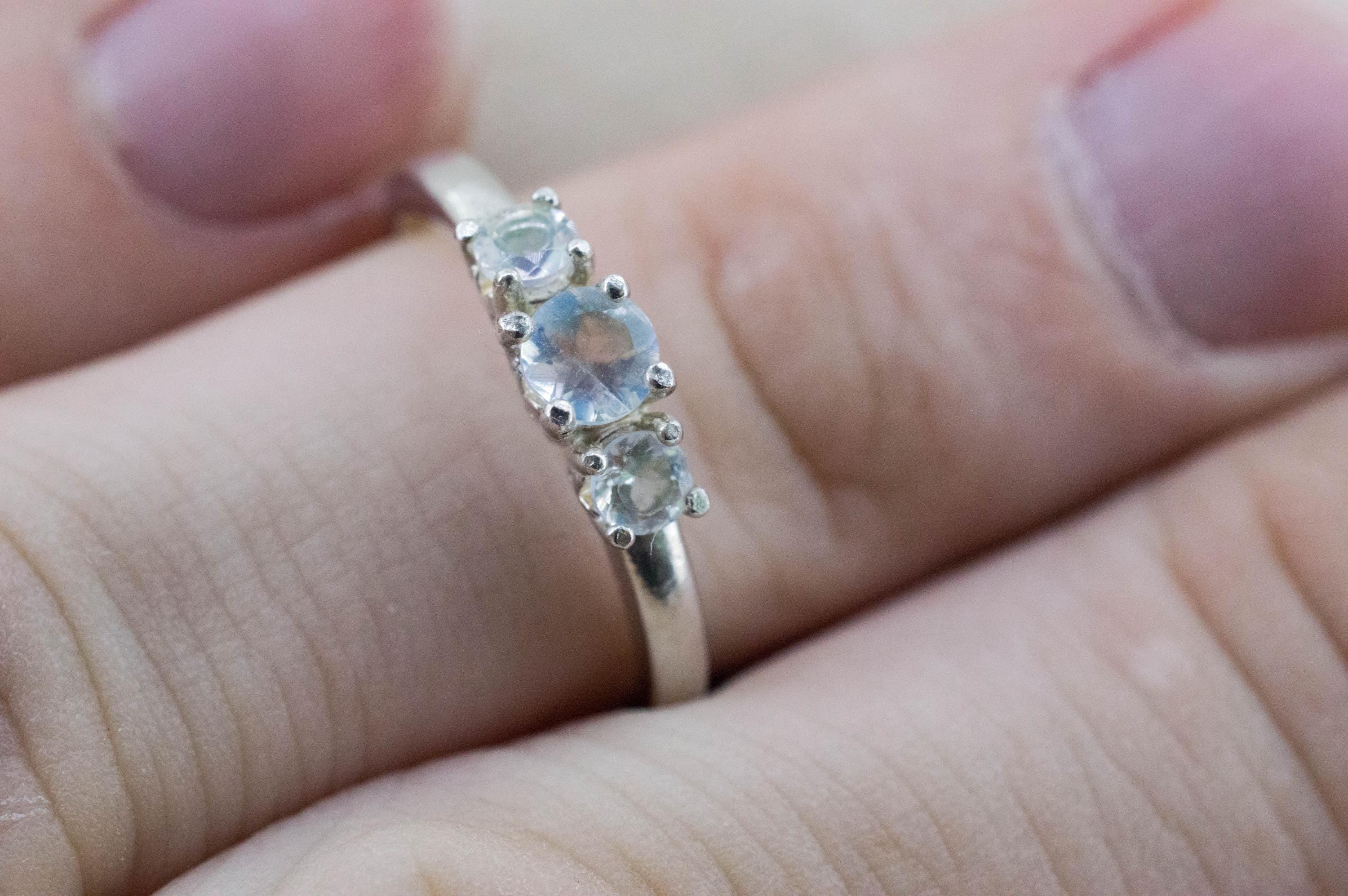 Rainbow Moonstone Ring, Natural Untreated India Moonstone; 0.395cts - Mark Oliver Gems