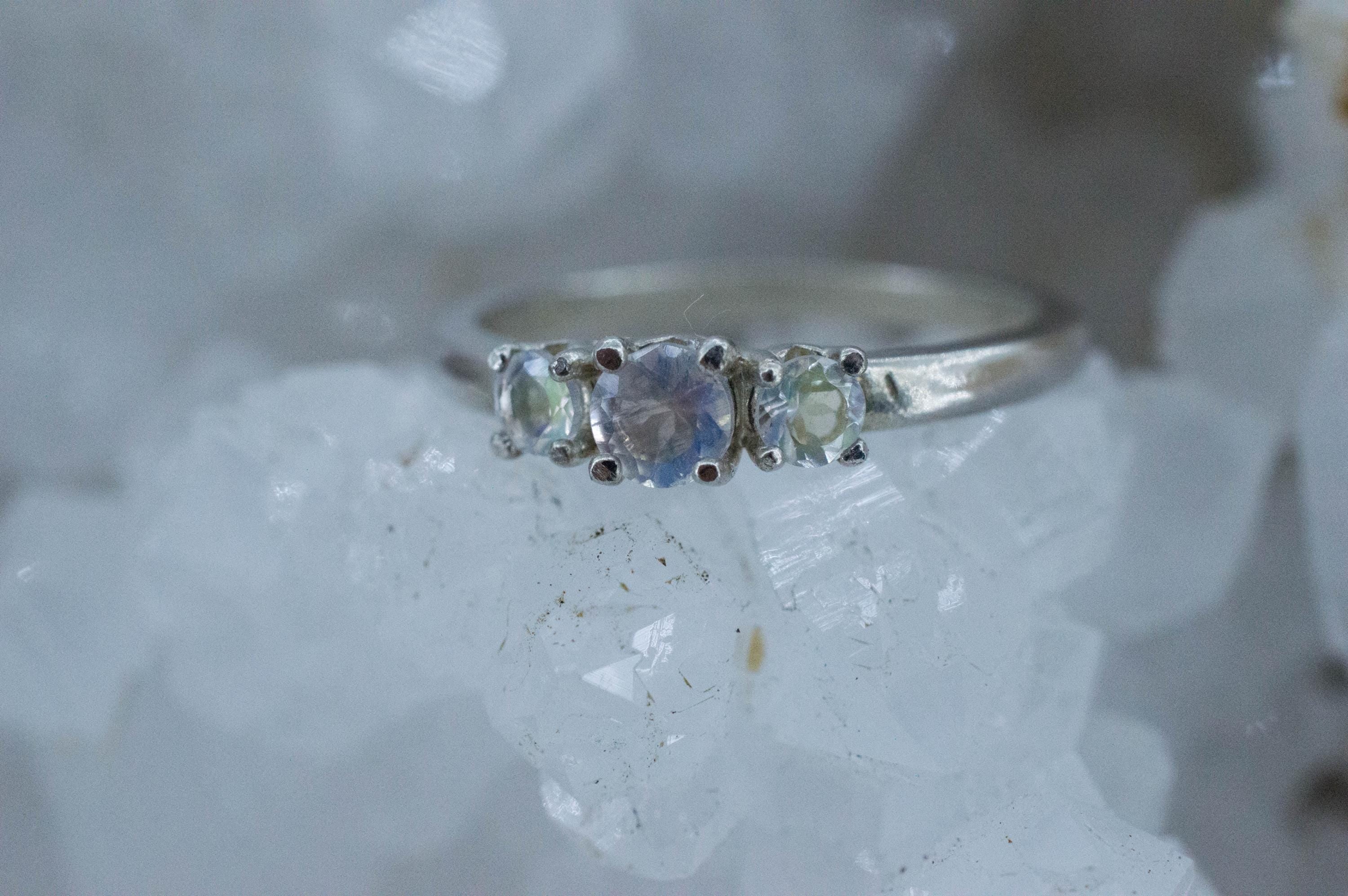 Rainbow Moonstone Ring, Natural Untreated India Moonstone; 0.395cts - Mark Oliver Gems