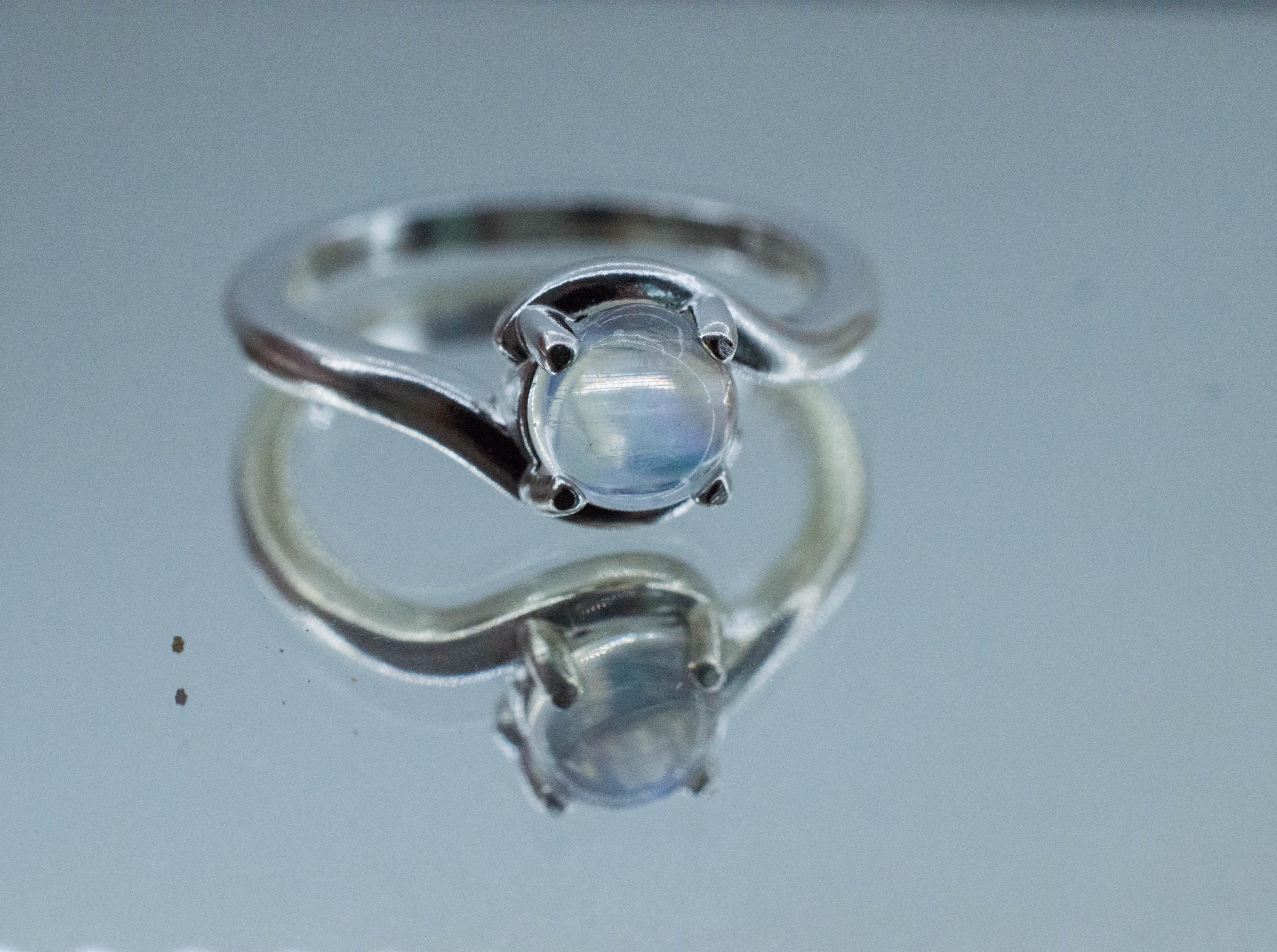 Rainbow Moonstone Ring, Natural Untreated India Moonstone; 0.870cts - Mark Oliver Gems