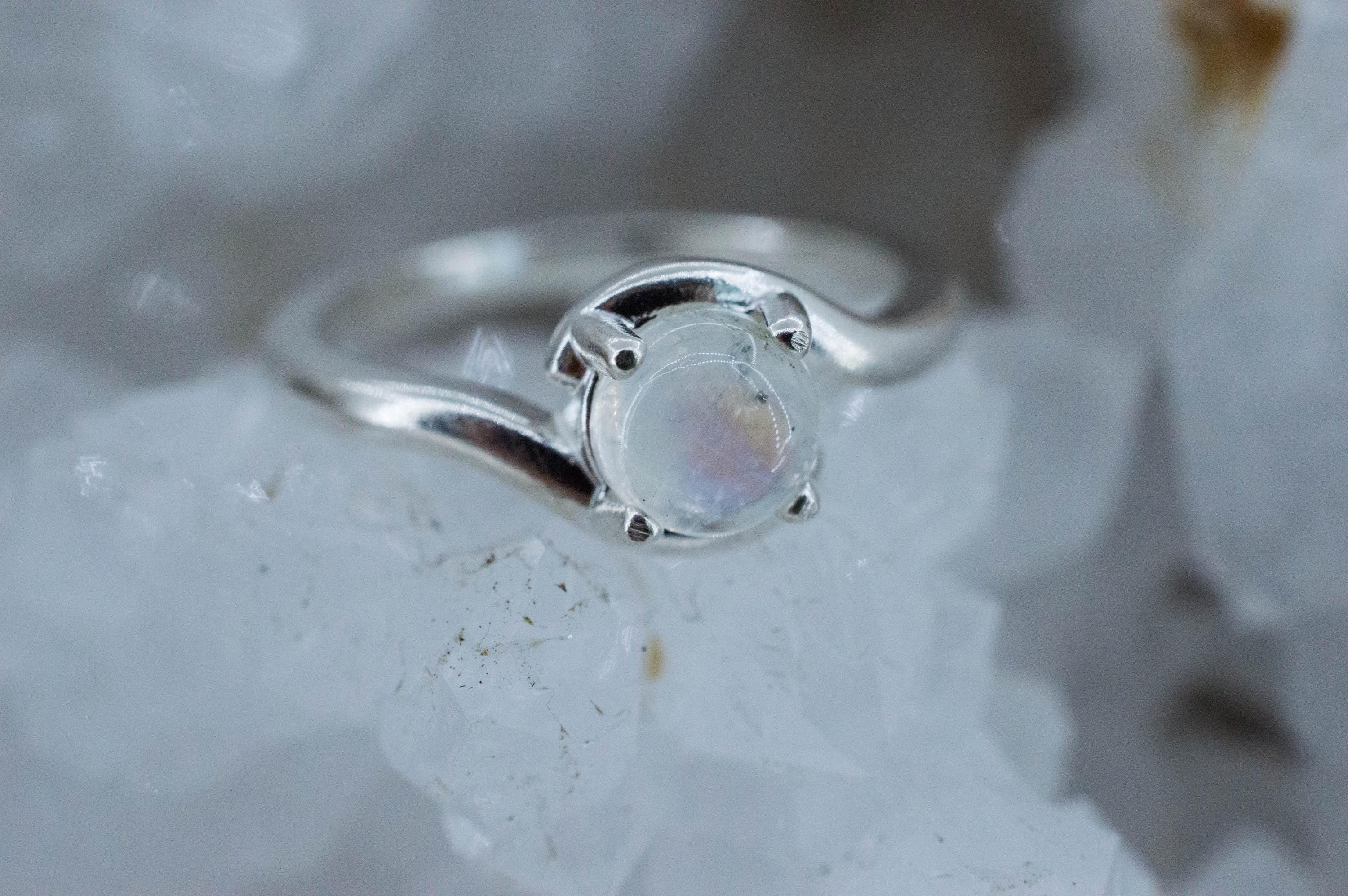 Rainbow Moonstone Ring, Natural Untreated India Moonstone; 0.935cts - Mark Oliver Gems