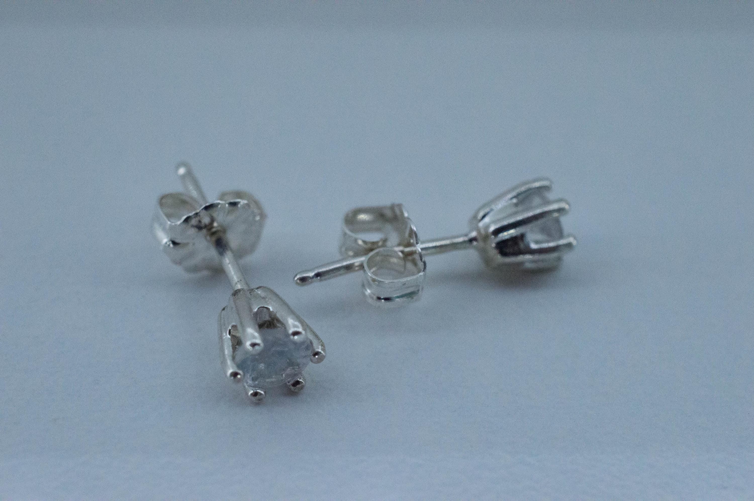 Rainbow Moonstone Earrings, Natural Untreated India Moonstone; 0.445cts - Mark Oliver Gems