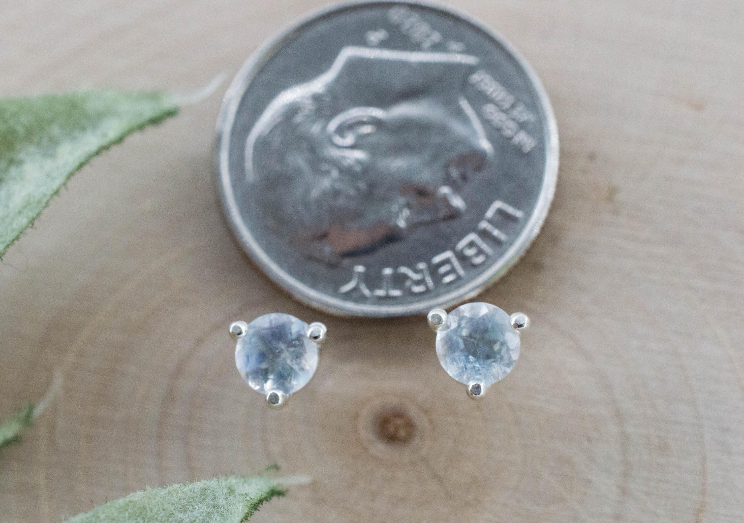 Rainbow Moonstone Earrings, Natural Untreated India Moonstone; 0.450cts - Mark Oliver Gems