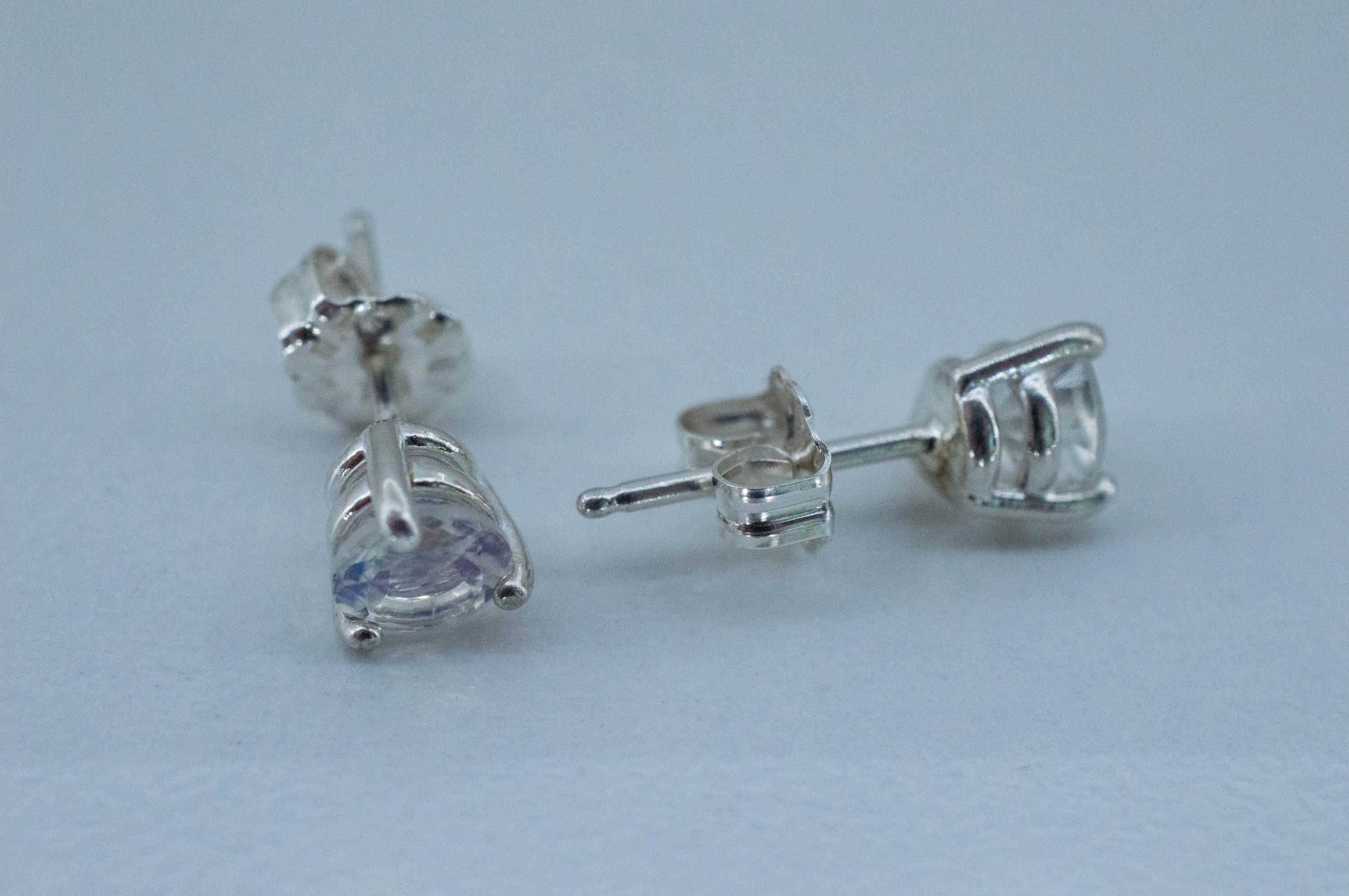 Rainbow Moonstone Earrings, Natural Untreated India Moonstone; 0.830cts - Mark Oliver Gems