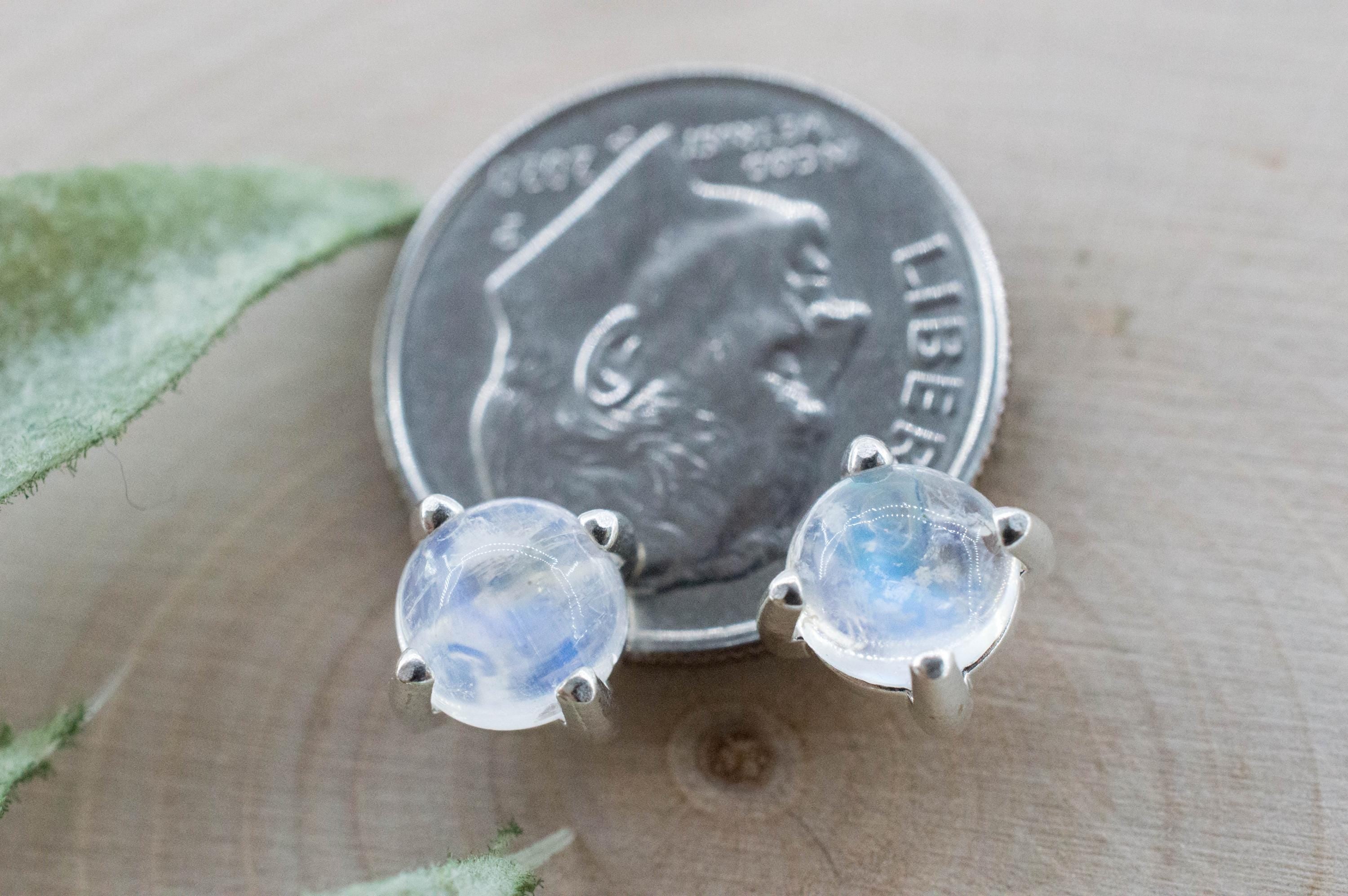 Rainbow Moonstone Earrings, Natural Untreated India Moonstone; 1.665cts - Mark Oliver Gems