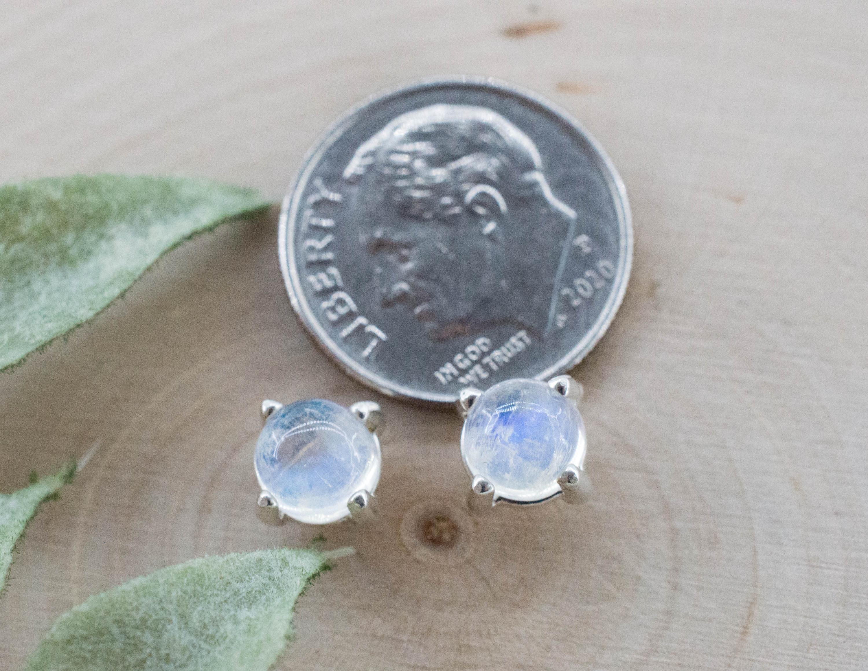 Rainbow Moonstone Earrings, Natural Untreated India Moonstone; 1.825cts - Mark Oliver Gems
