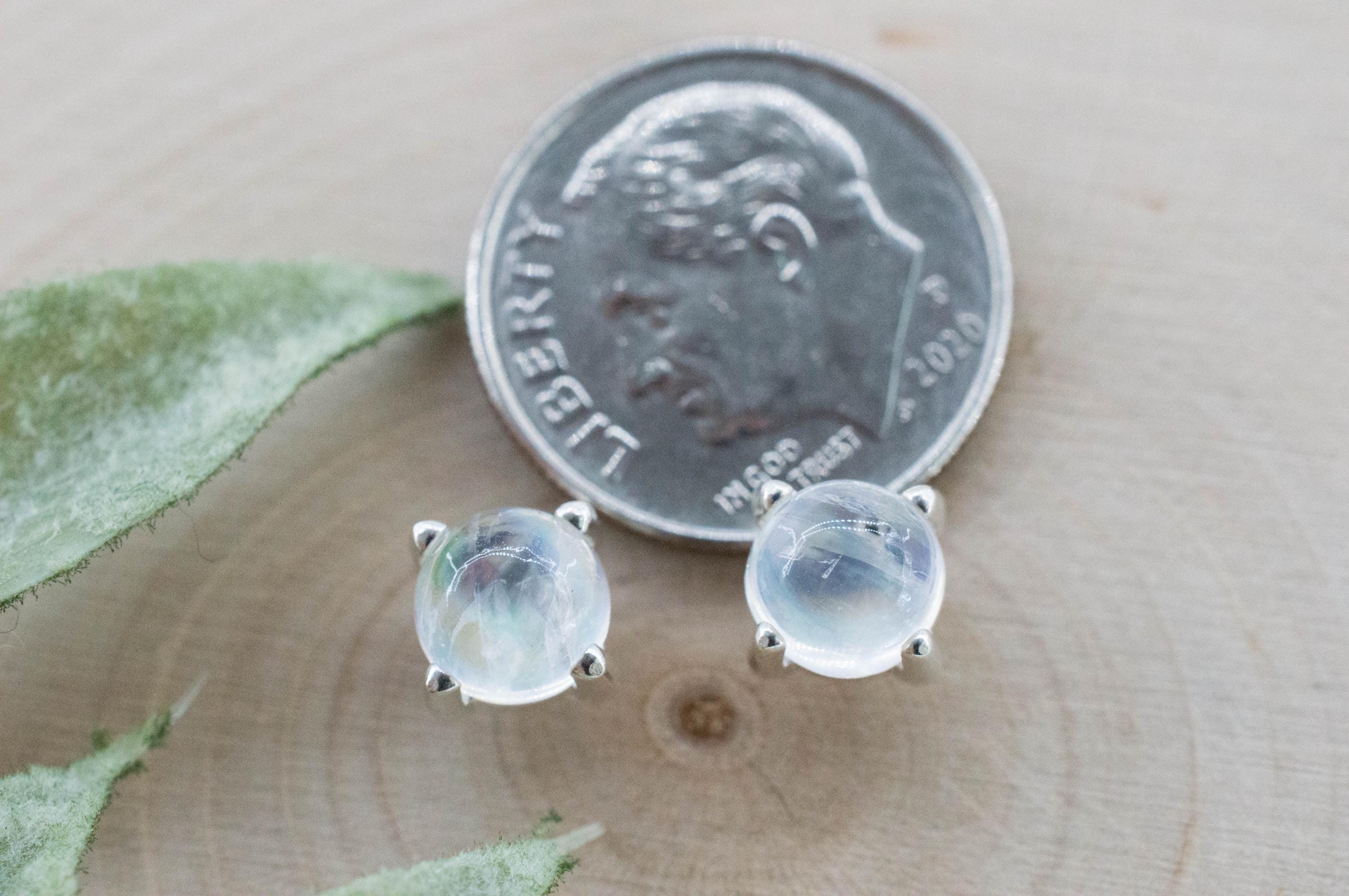 Rainbow Moonstone Earrings, Natural Untreated India Moonstone; 2.205cts - Mark Oliver Gems
