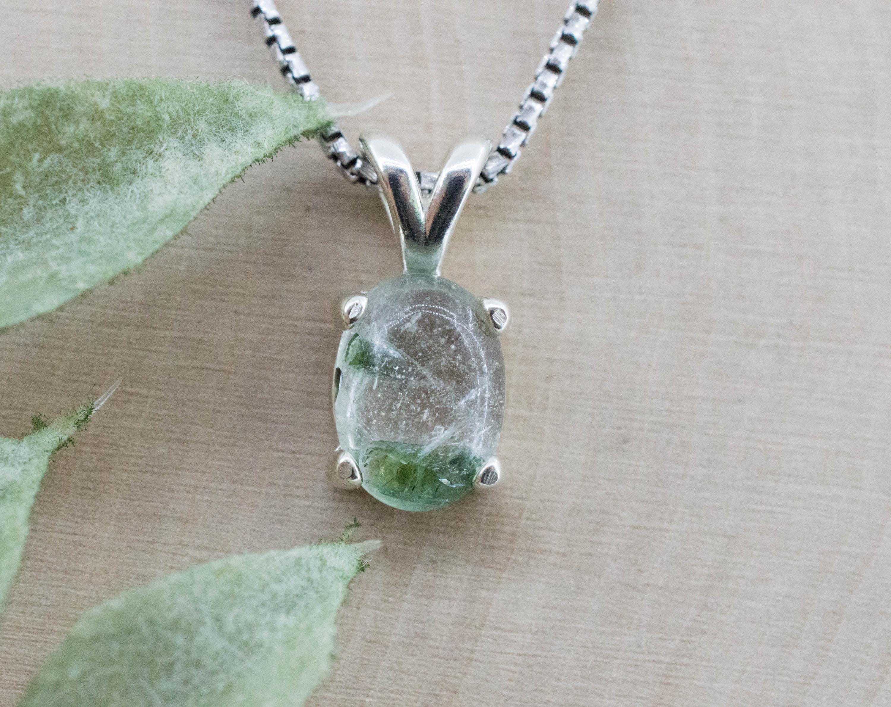Green Tourmaline in Quartz Pendant, Natural Untreated Brazil Tourmalated Quartz; 2.350cts - Mark Oliver Gems
