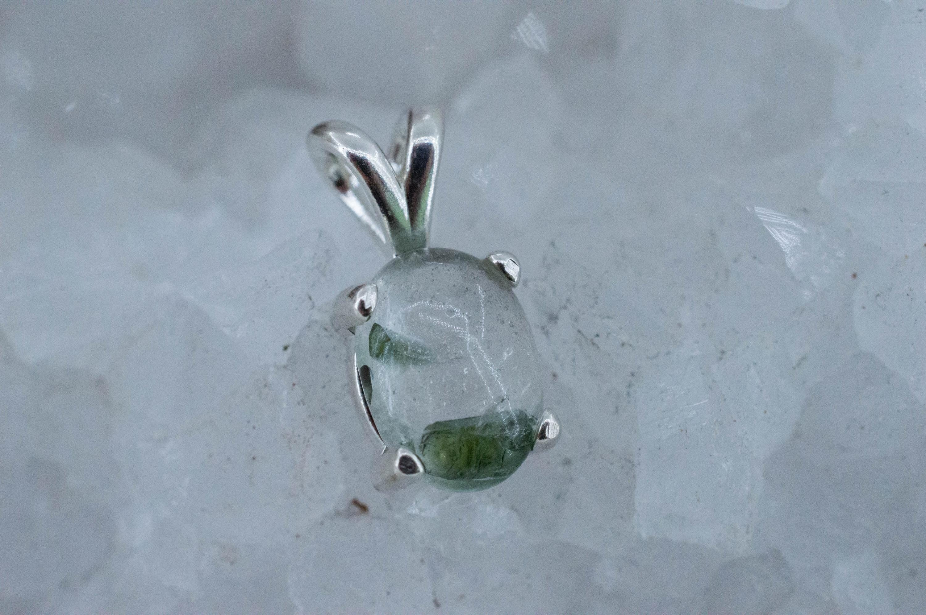 Green Tourmaline in Quartz Pendant, Natural Untreated Brazil Tourmalated Quartz; 2.350cts - Mark Oliver Gems