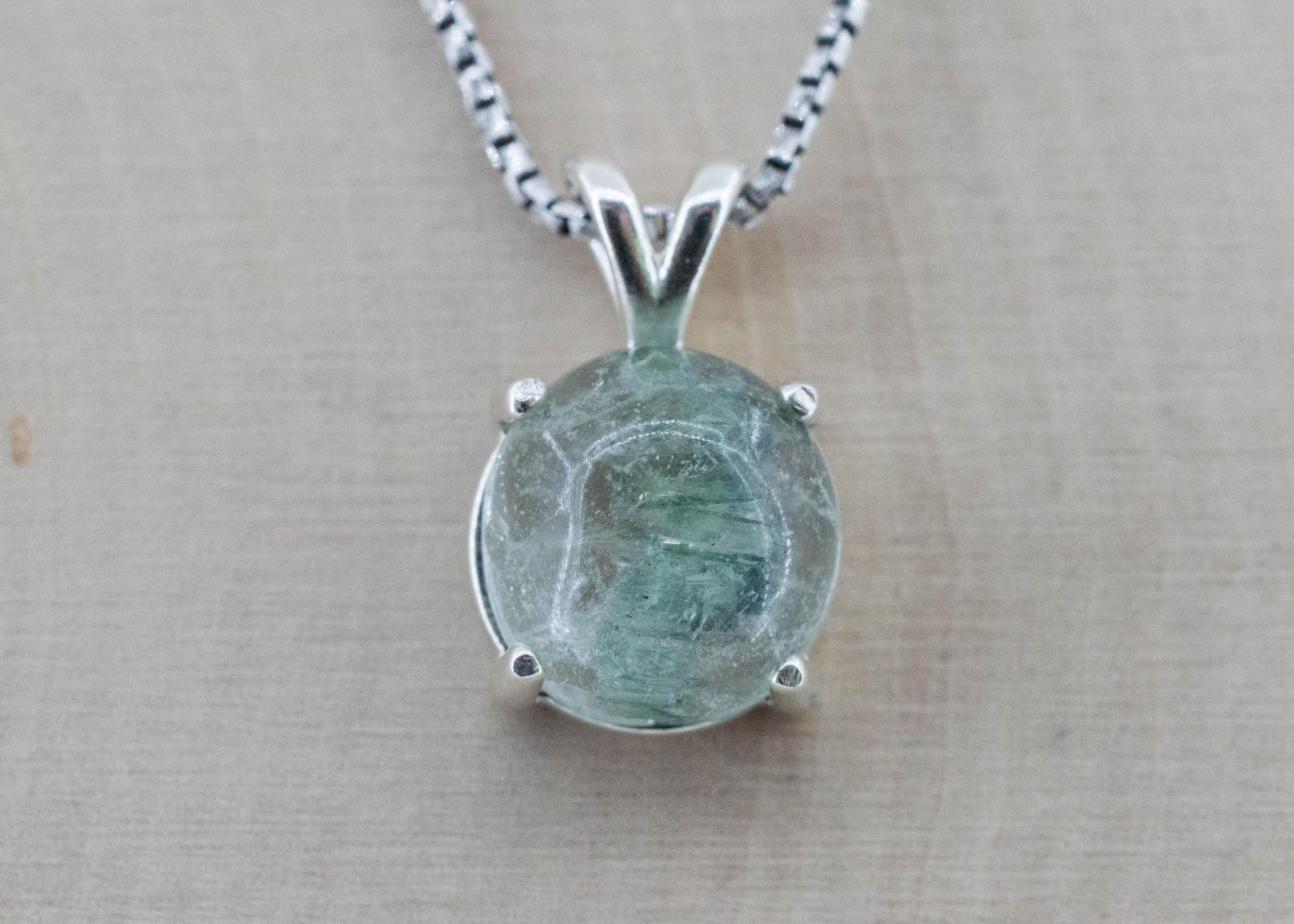 Green Tourmaline in Quartz Pendant, Natural Untreated Brazil Tourmalated Quartz; 5.875cts - Mark Oliver Gems
