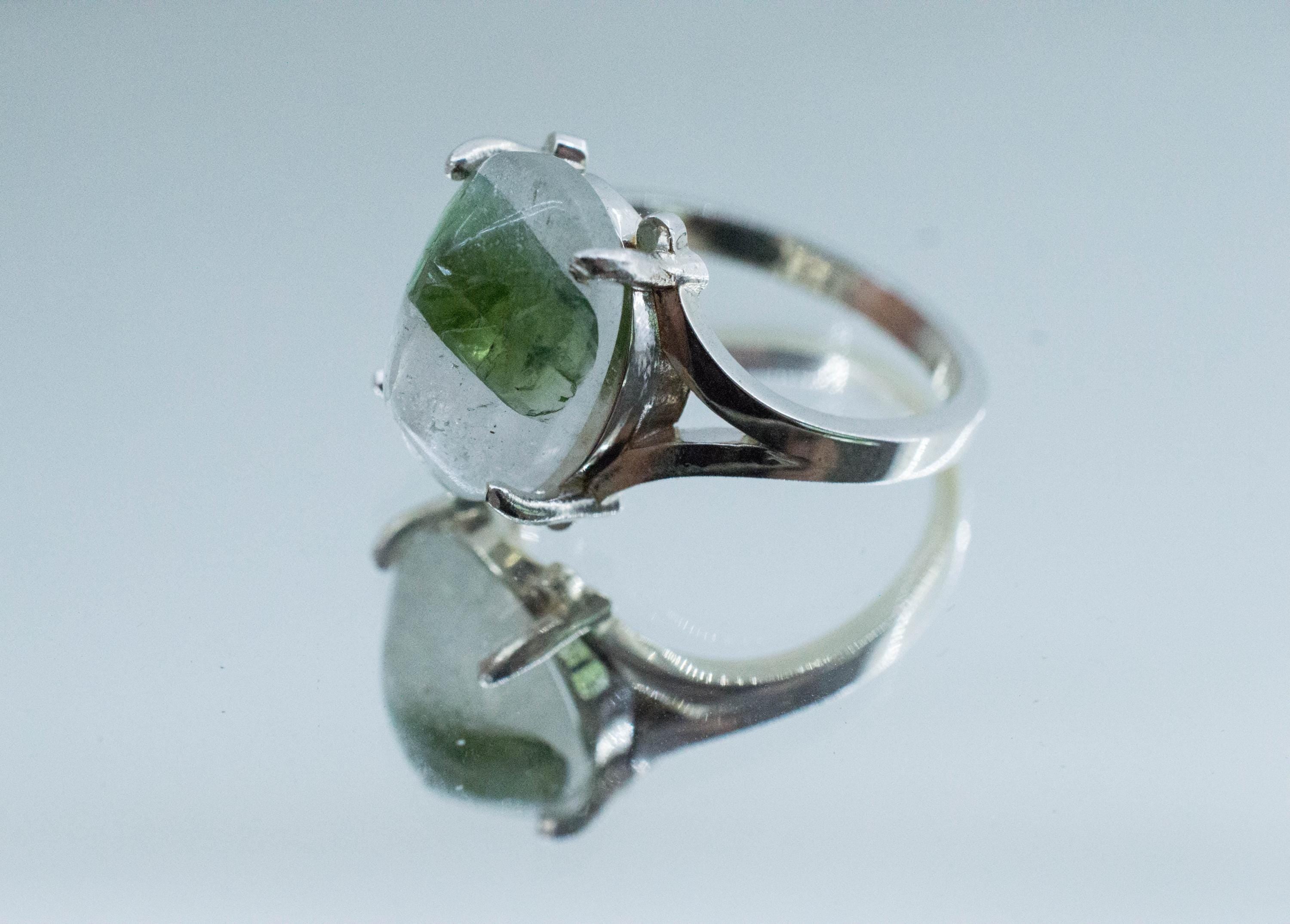 Green Tourmaline in Quartz Ring, Natural Untreated Brazil Tourmalated Quartz; 4.610cts - Mark Oliver Gems