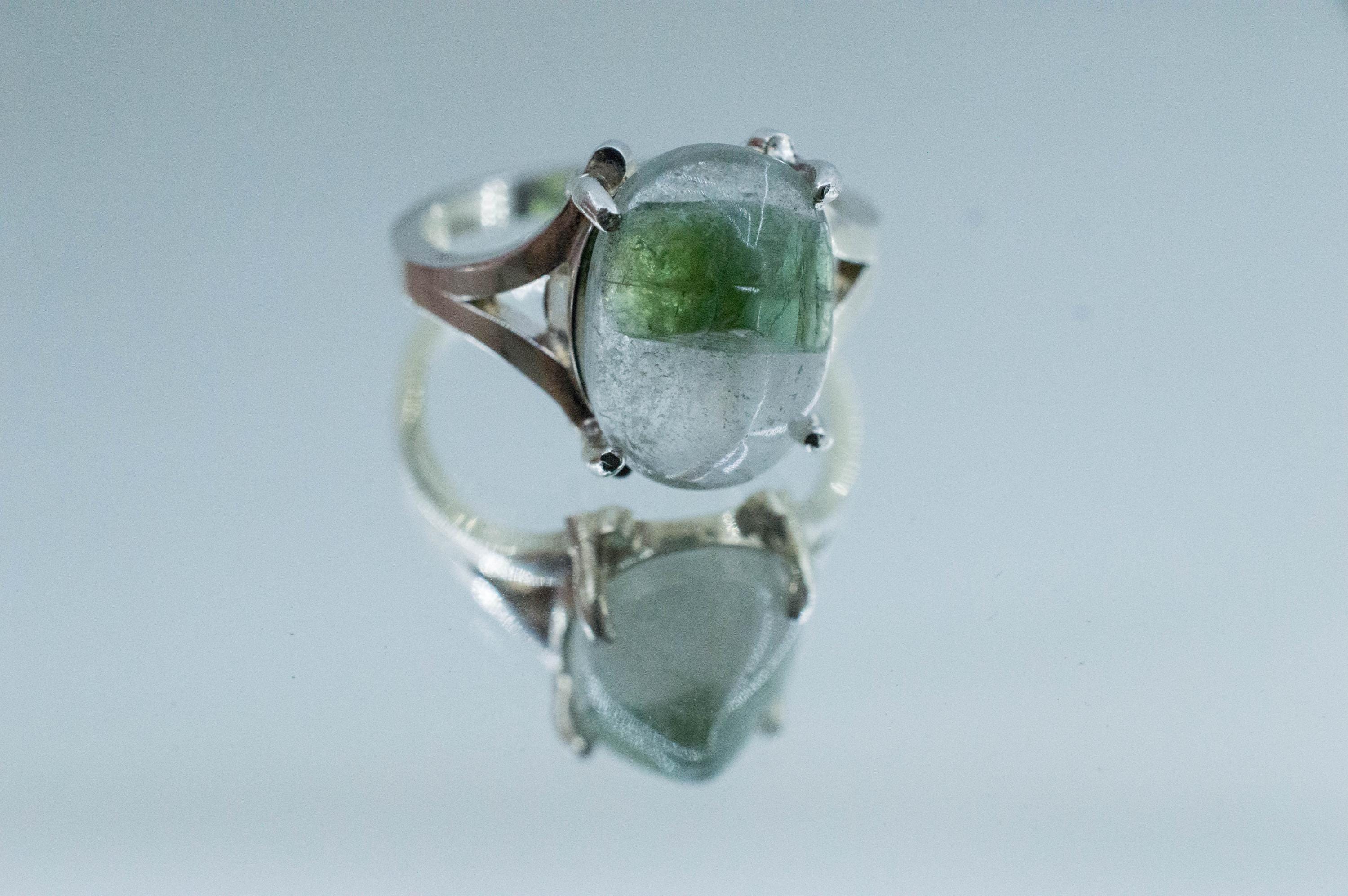 Green Tourmaline in Quartz Ring, Natural Untreated Brazil Tourmalated Quartz; 4.610cts - Mark Oliver Gems