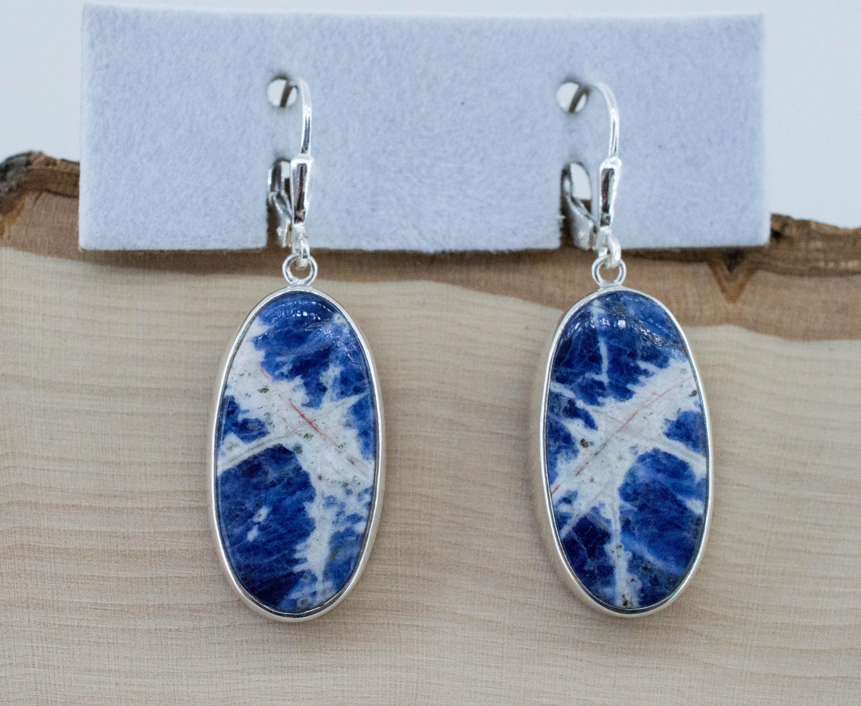 Sodalite Earrings; Natural Untreated Canadian Sodalite - Mark Oliver Gems