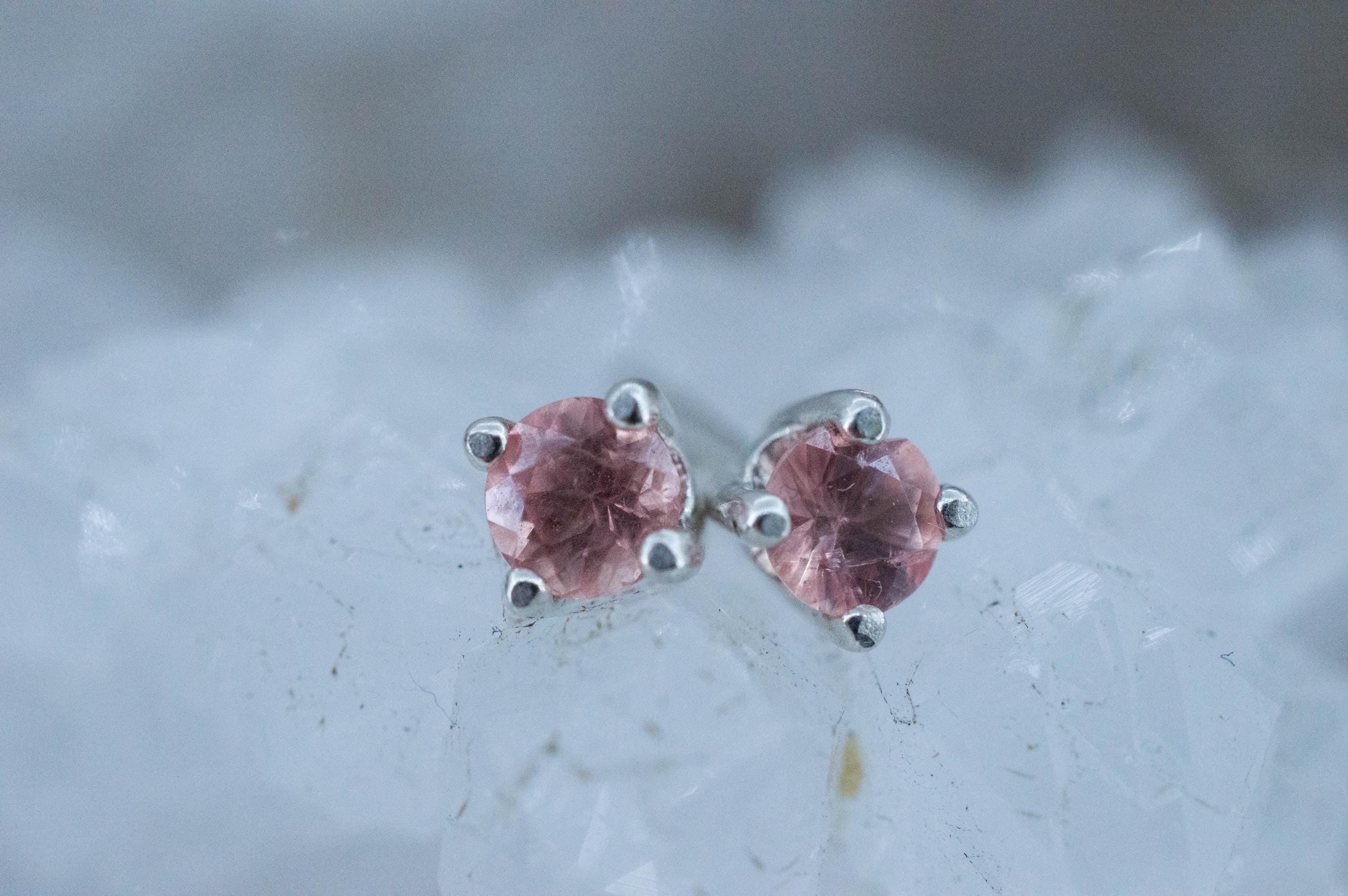 Rhodochrosite Earrings; Natural Untreated USA Sweet Home Rhodochrosite; 0.385cts - Mark Oliver Gems