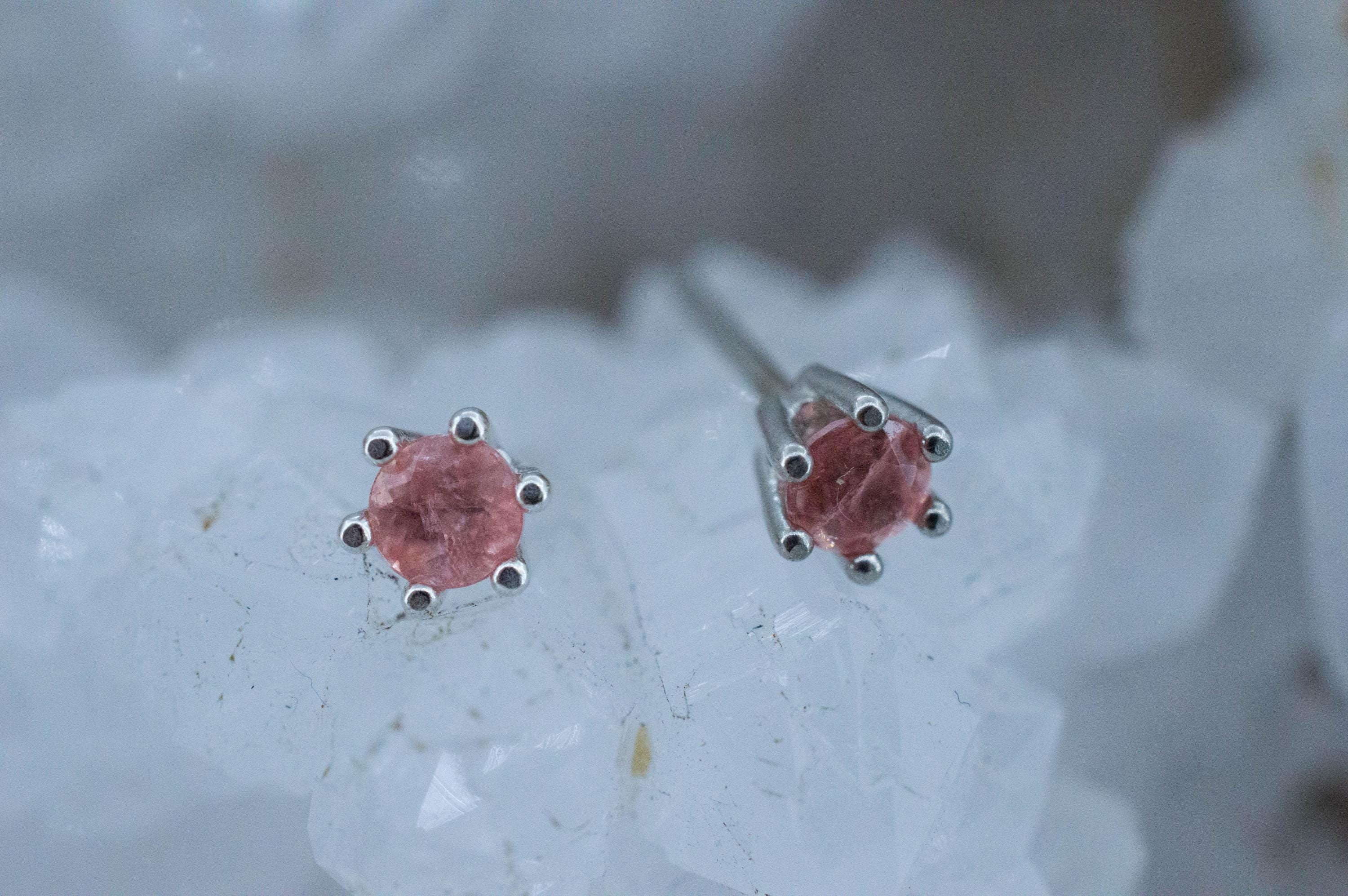 Rhodochrosite Earrings; Natural Untreated USA Sweet Home Rhodochrosite; 0.450cts - Mark Oliver Gems