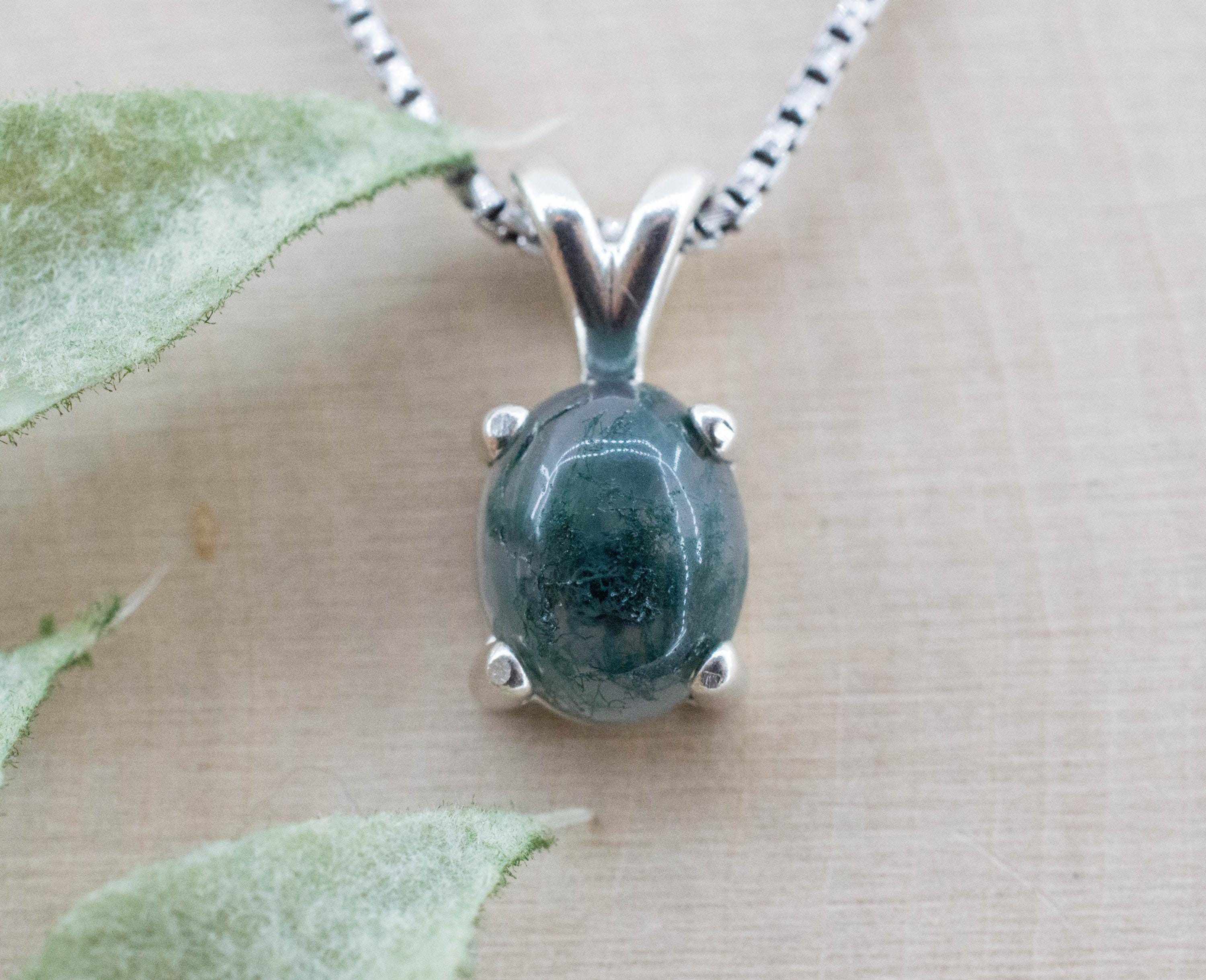 Green Moss Agate Pendant, Natural Untreated India Moss Agate; 2.385cts - Mark Oliver Gems