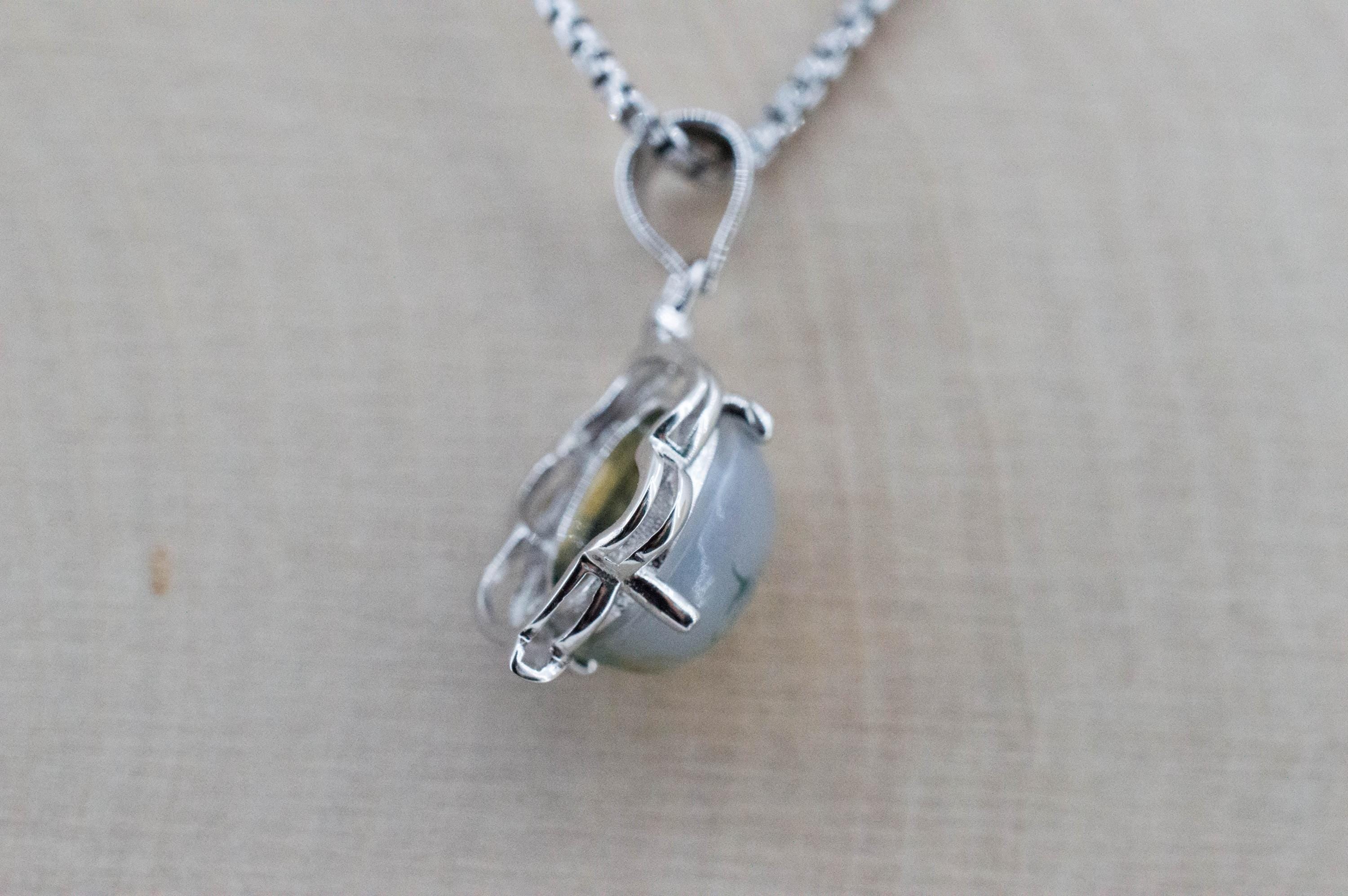 Green Moss Agate Pendant, Natural Untreated India Moss Agate; 2.410cts - Mark Oliver Gems