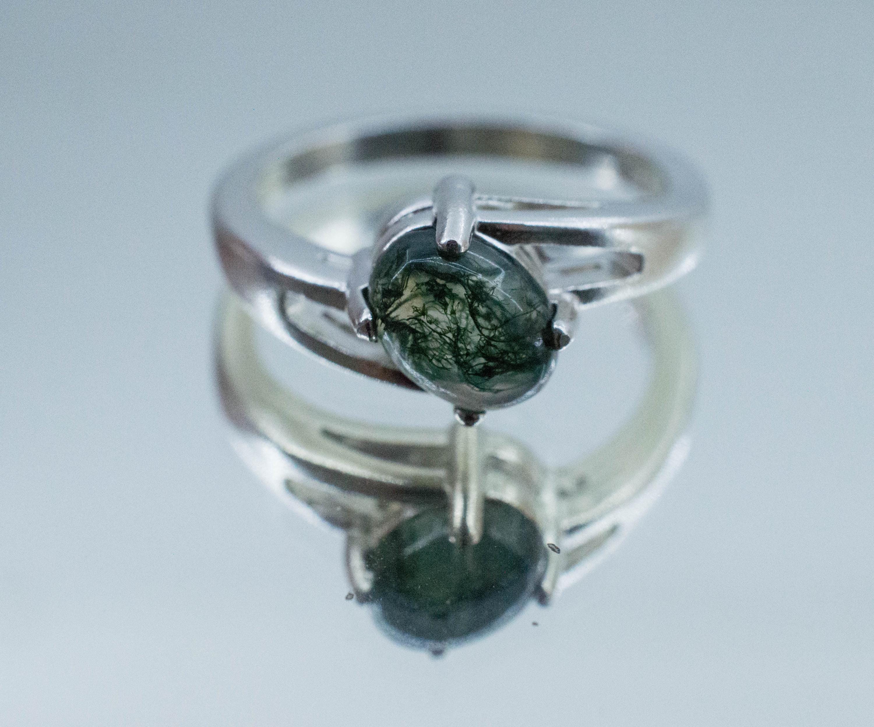 Green Moss Agate Ring; Natural Untreated India Moss Agate; 1.245cts - Mark Oliver Gems