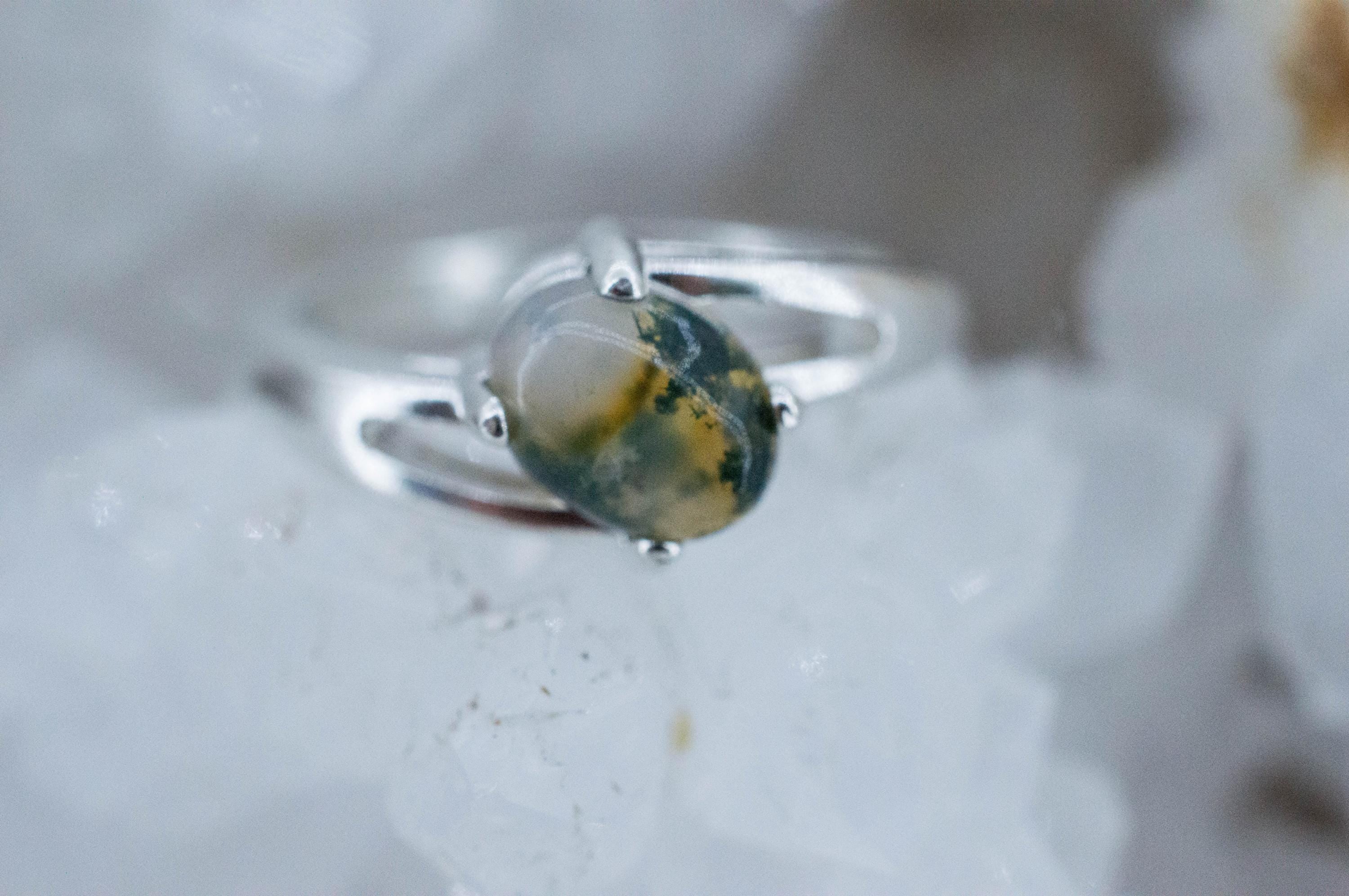 Green Moss Agate Ring; Natural Untreated India Moss Agate; 1.220cts - Mark Oliver Gems