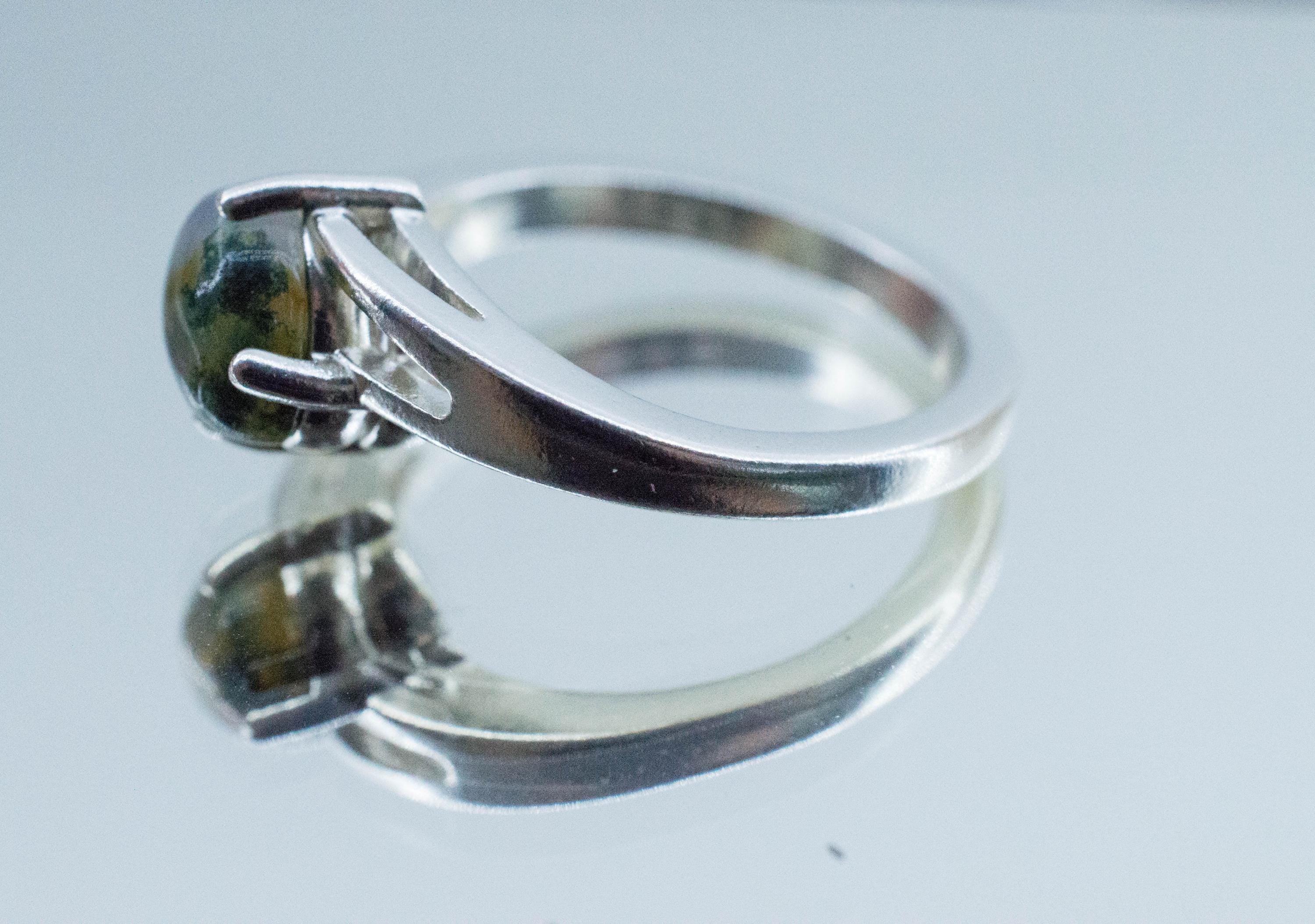 Green Moss Agate Ring; Natural Untreated India Moss Agate; 1.220cts - Mark Oliver Gems