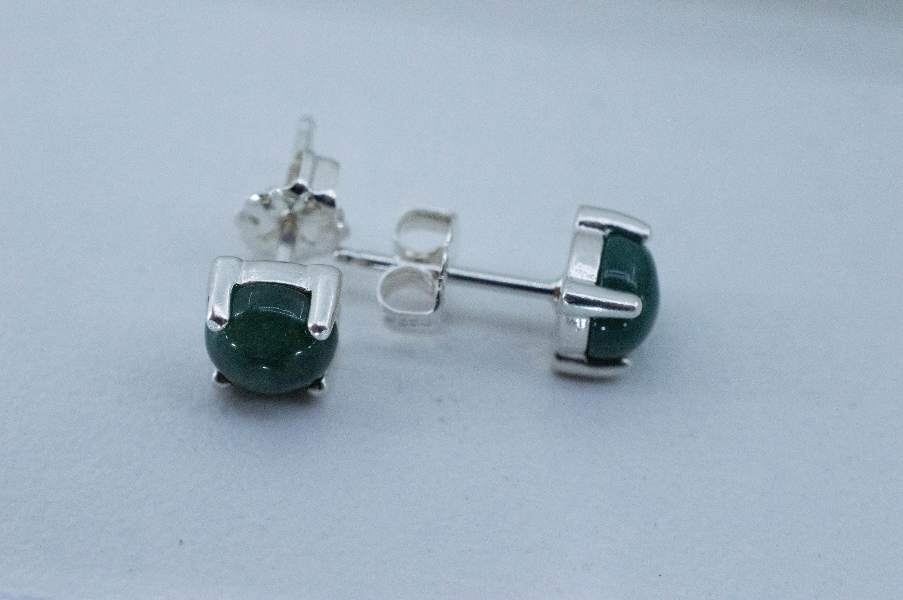 Moss Agate Earrings, Natural Untreated India Agate; 1.715cts - Mark Oliver Gems