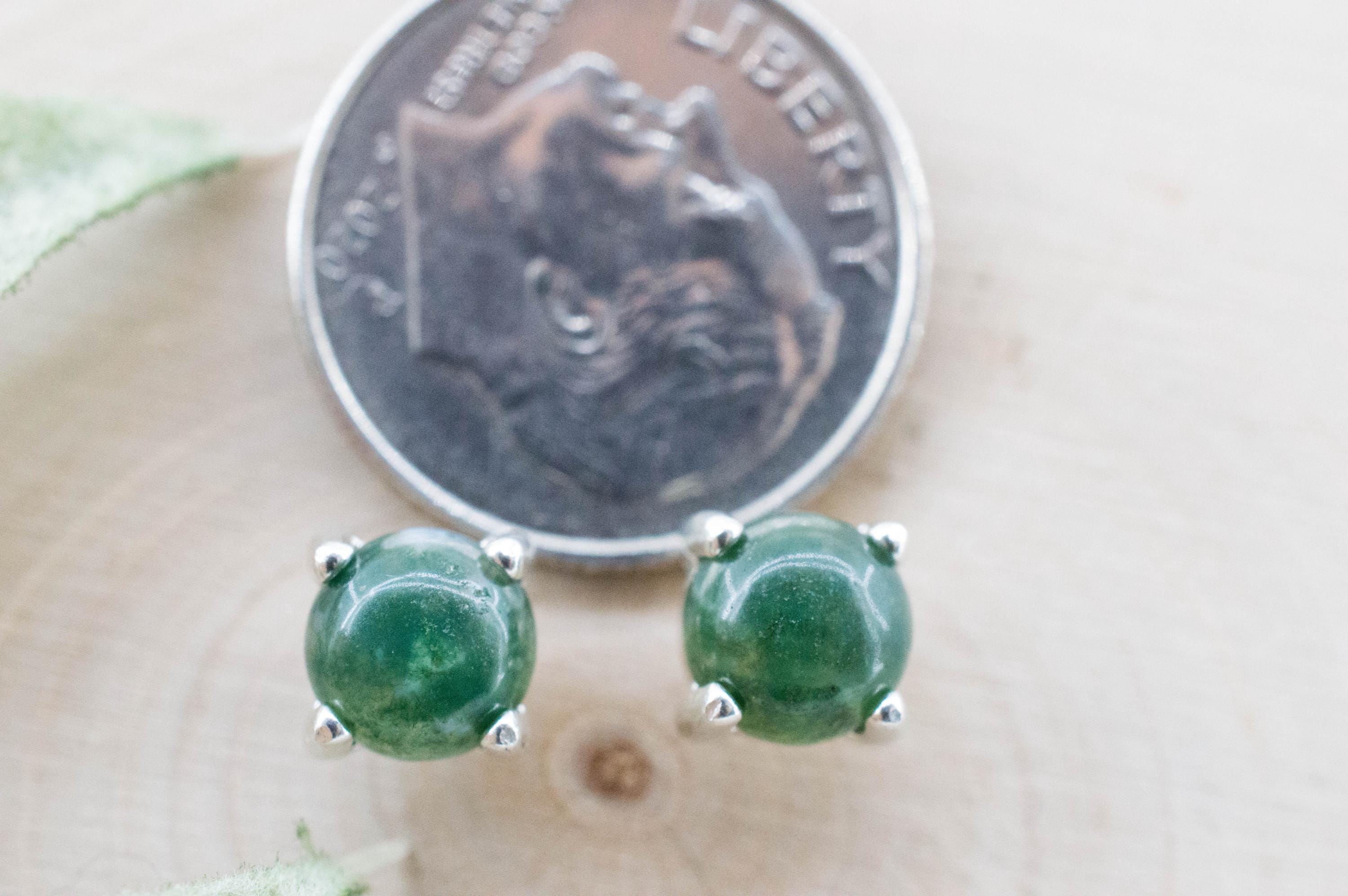 Moss Agate Earrings, Natural Untreated India Agate; 1.735cts - Mark Oliver Gems
