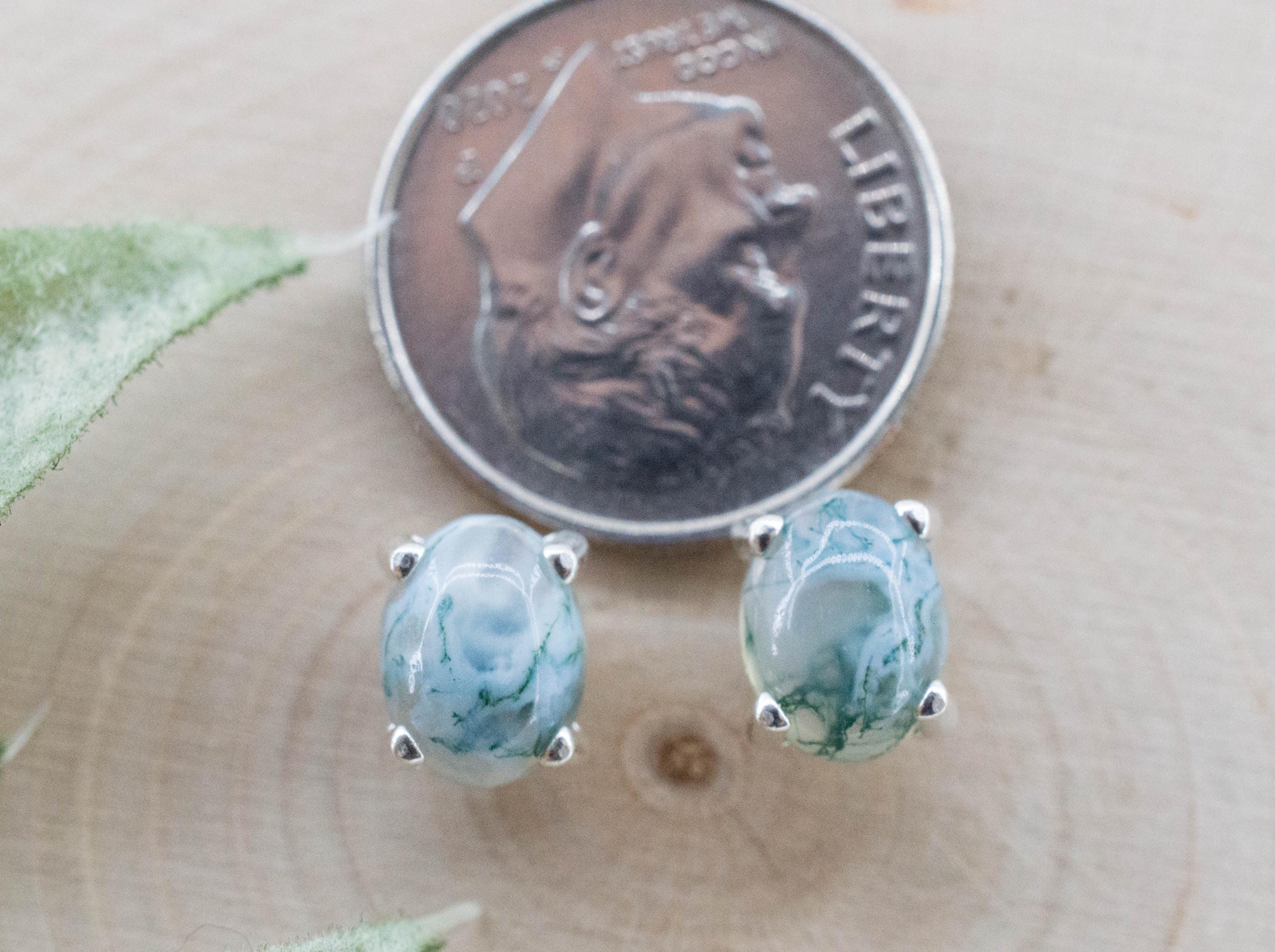 Moss Agate Earrings, Natural Untreated India Agate; 2.455cts - Mark Oliver Gems