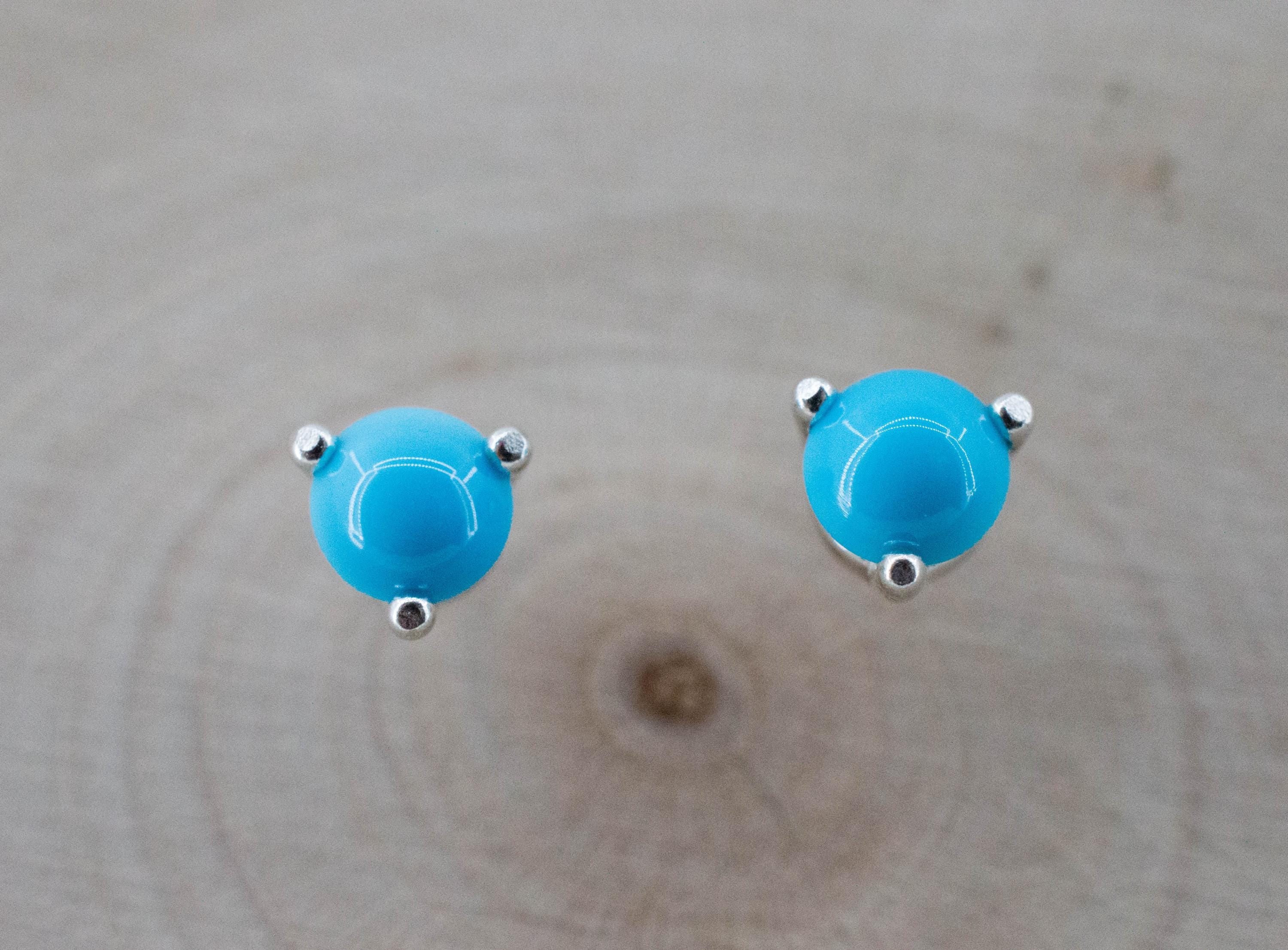 Turquoise Earrings, Natural Stabilized Sleeping Beauty Turquoise; 0.520cts - Mark Oliver Gems