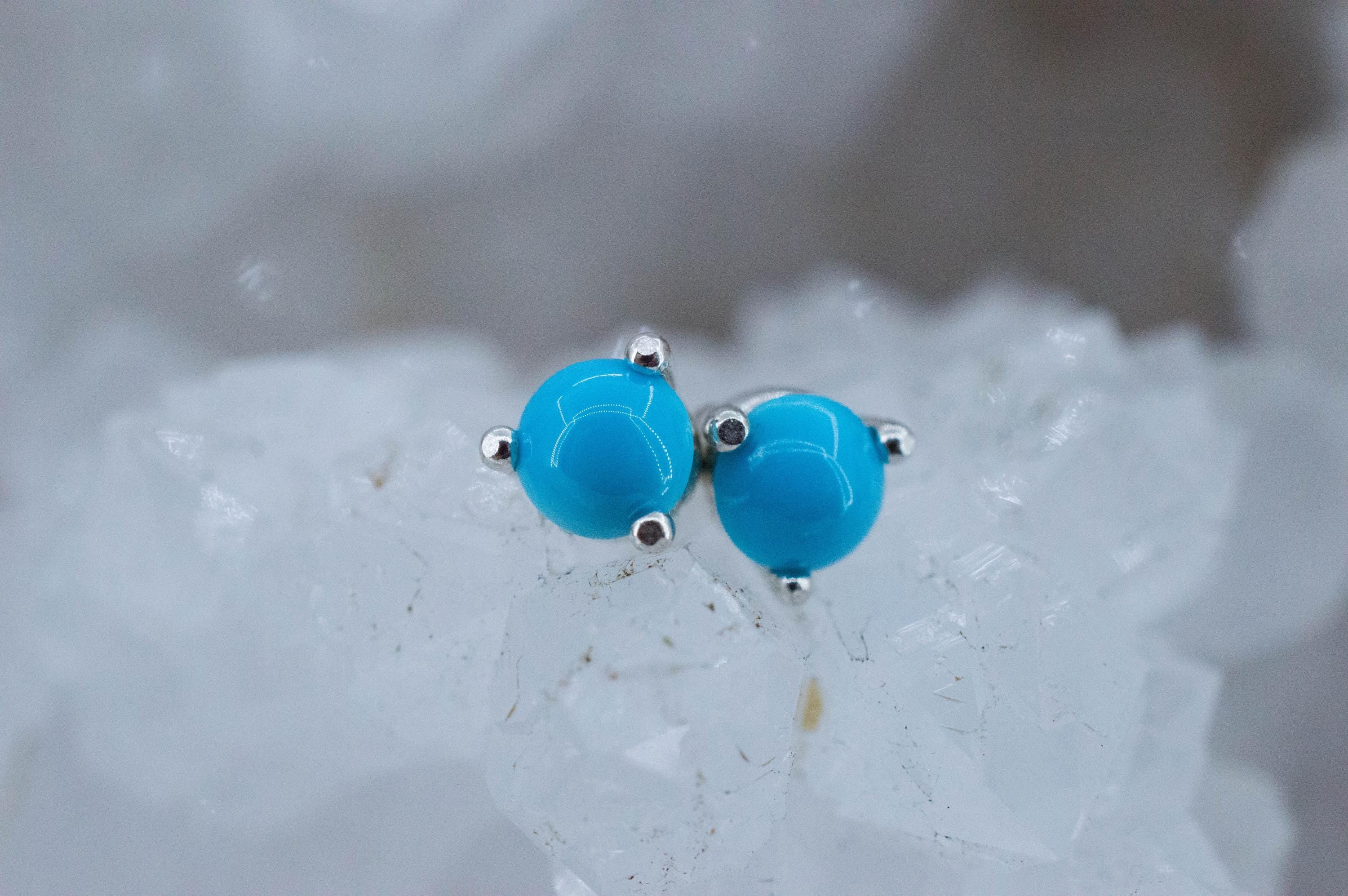 Turquoise Earrings, Natural Stabilized Sleeping Beauty Turquoise; 0.520cts - Mark Oliver Gems