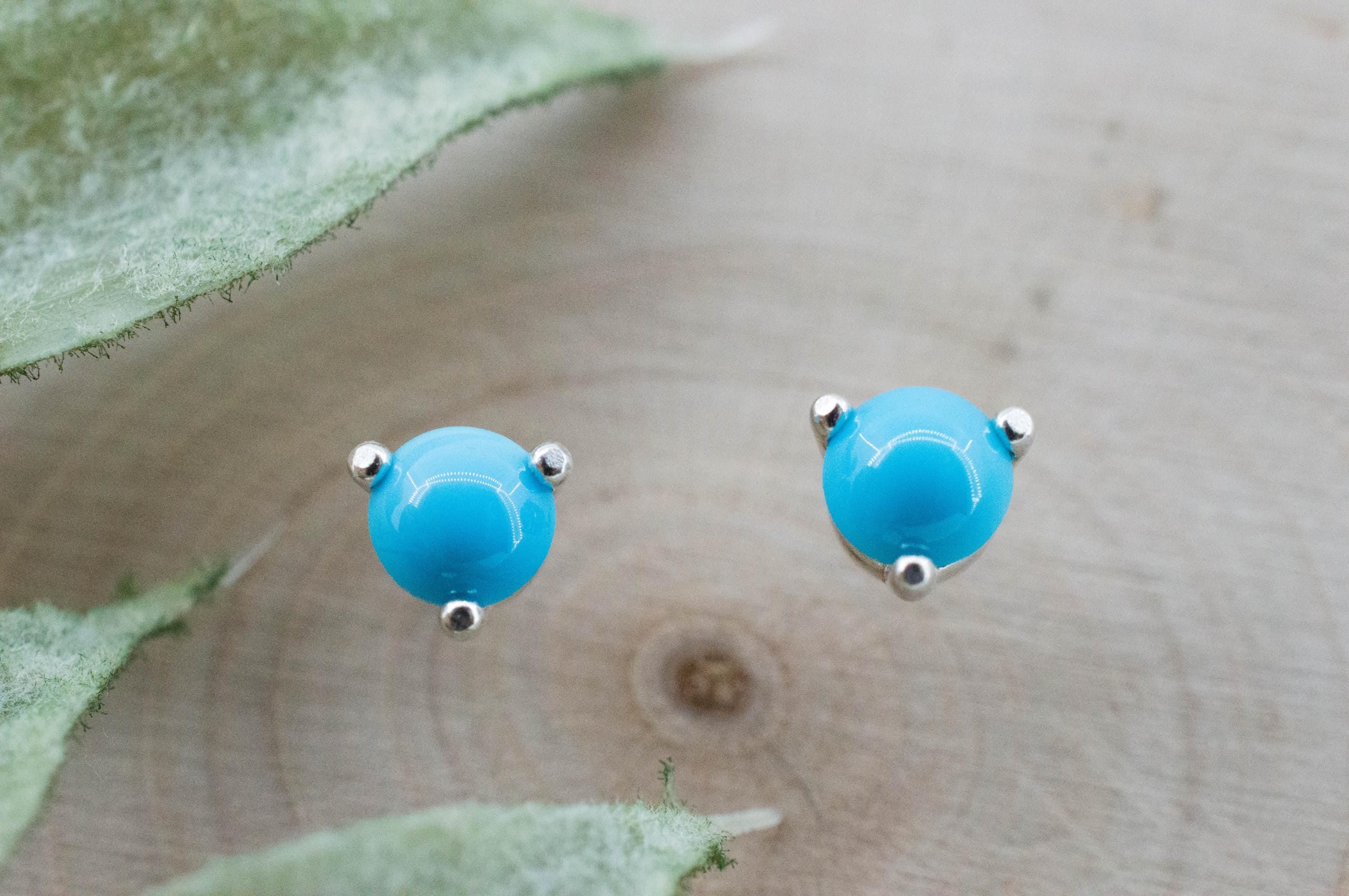 Turquoise Earrings, Natural Stabilized Sleeping Beauty Turquoise; 0.520cts - Mark Oliver Gems